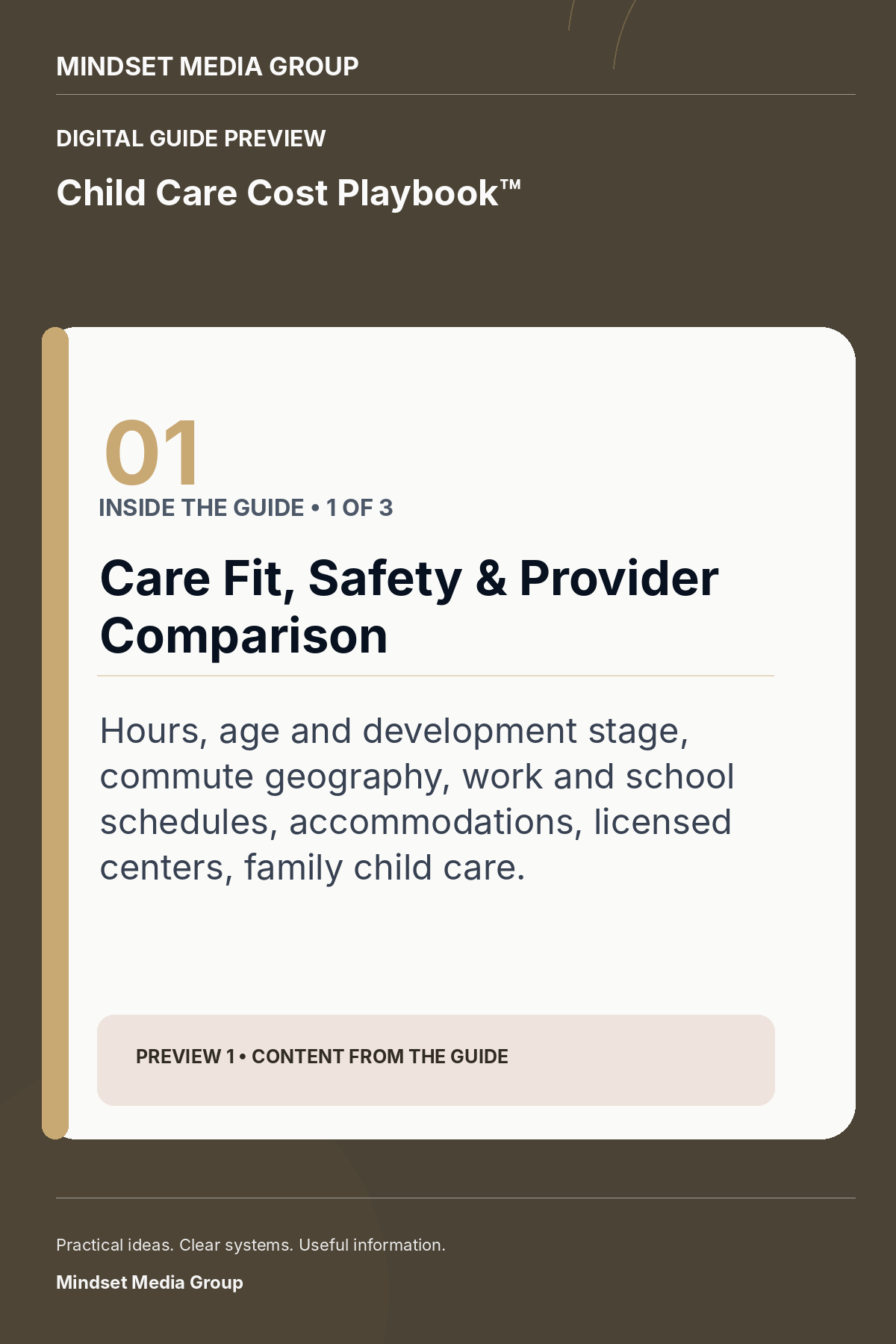 Child Care Cost Playbook™ — Preview 01 of 3 — content from the guide