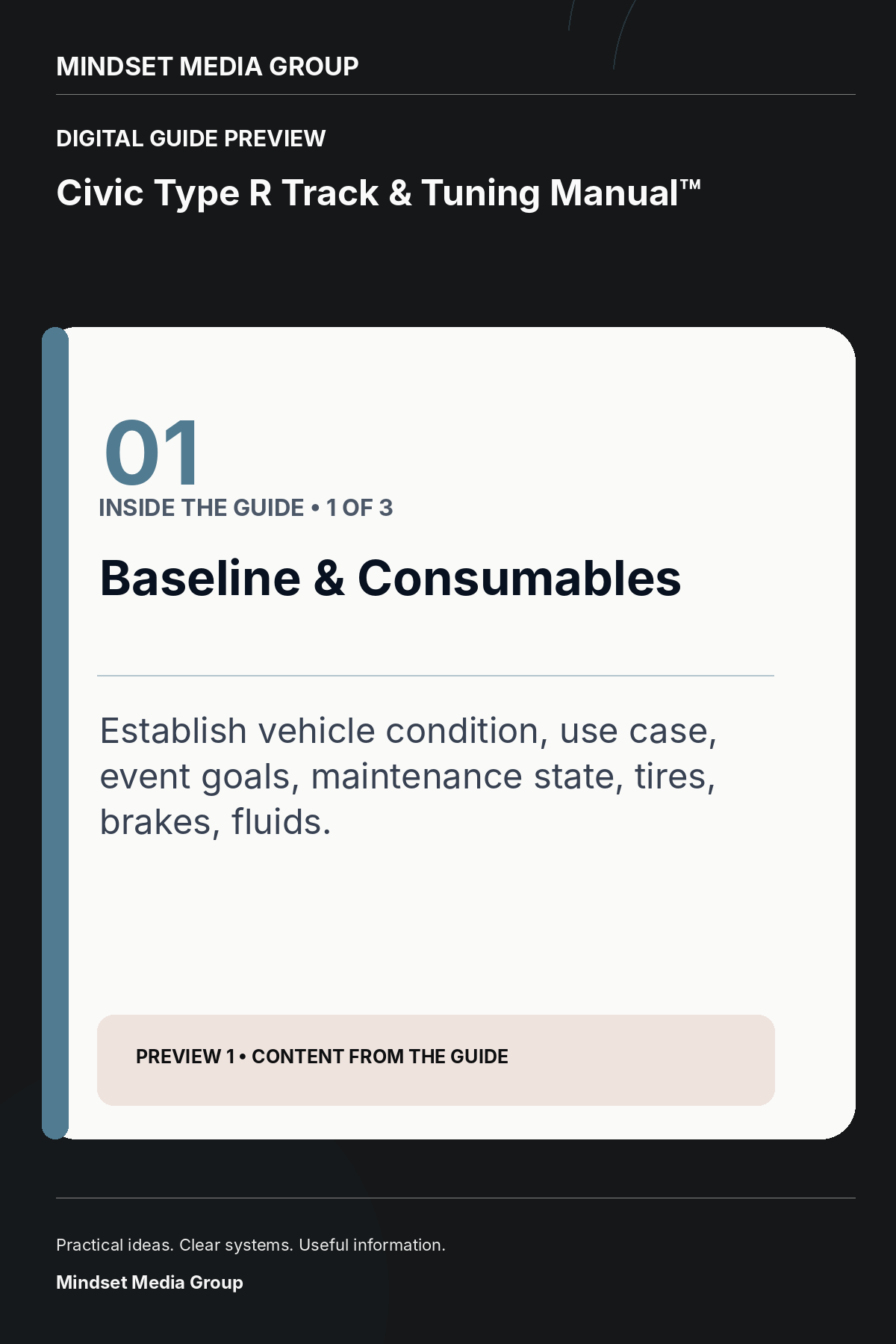 Civic Type R Track & Tuning Manual™ — Preview 01 of 3 — content from the guide