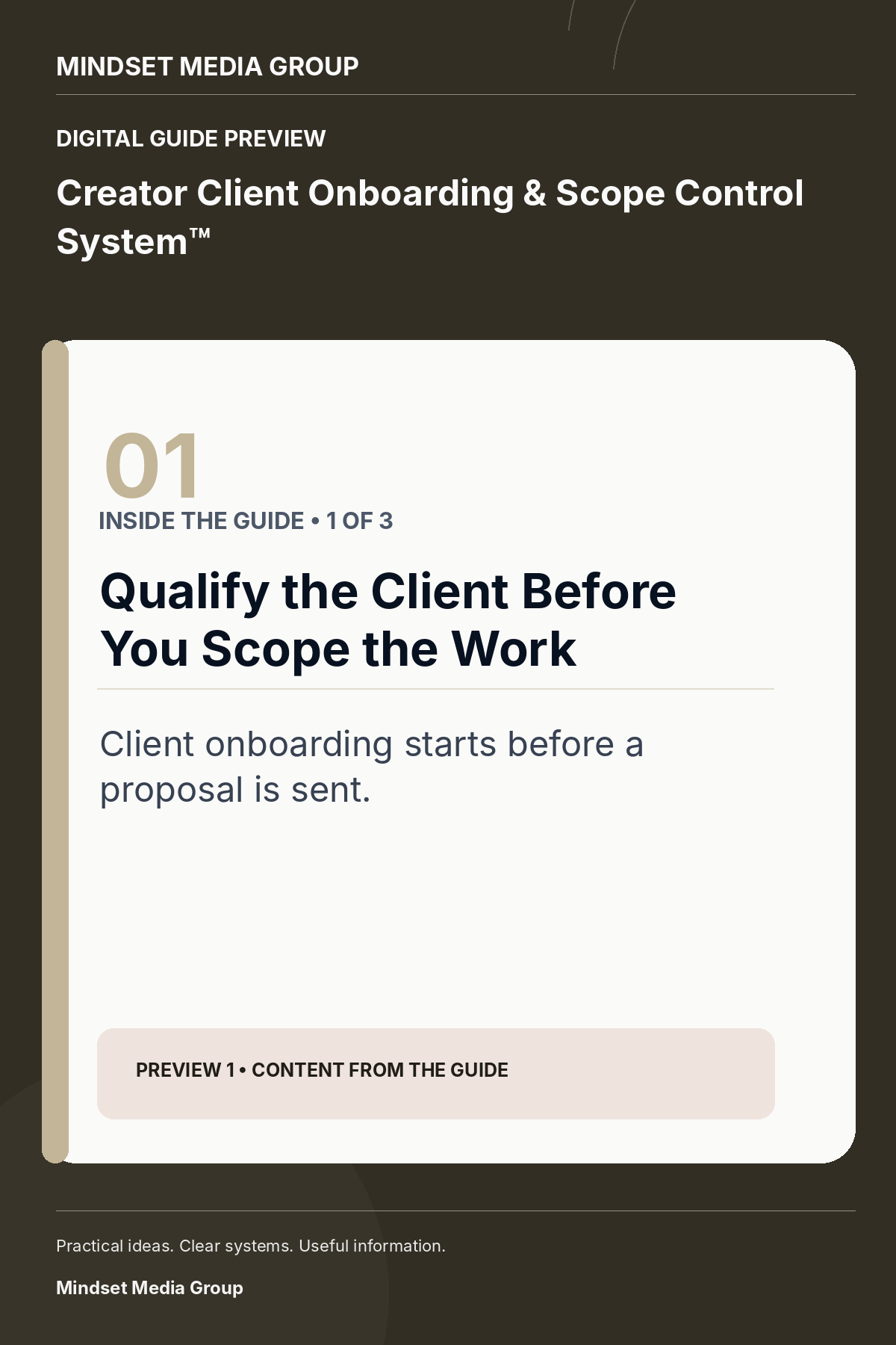 Creator Client Onboarding & Scope Control System™ — Preview 01 of 3 — content from the guide