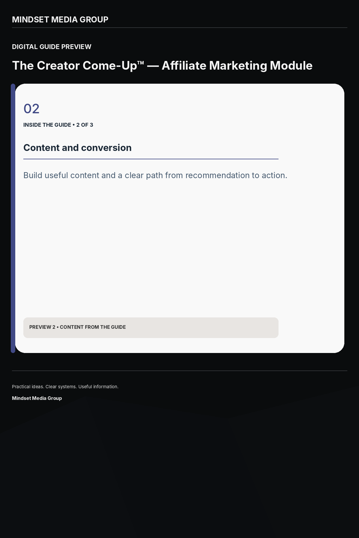 The Creator Come-Up™ — Affiliate Marketing Module — Preview 02 of 3 — content from the guide