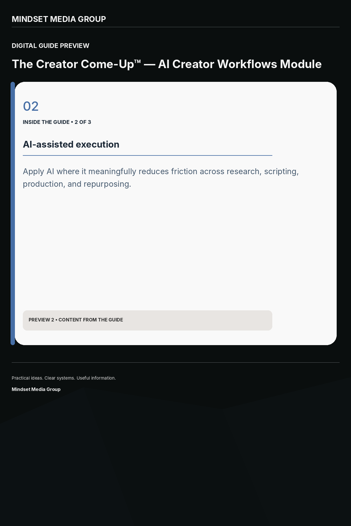 The Creator Come-Up™ — AI Creator Workflows Module — Preview 02 of 3 — content from the guide