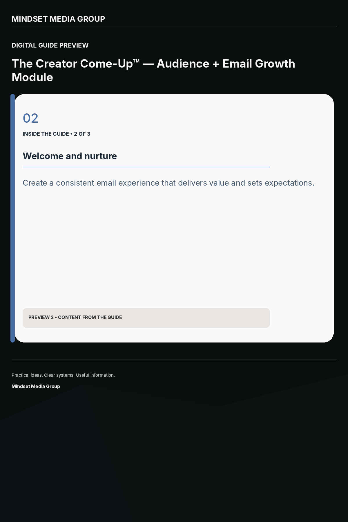 The Creator Come-Up™ — Audience + Email Growth Module — Preview 02 of 3 — content from the guide