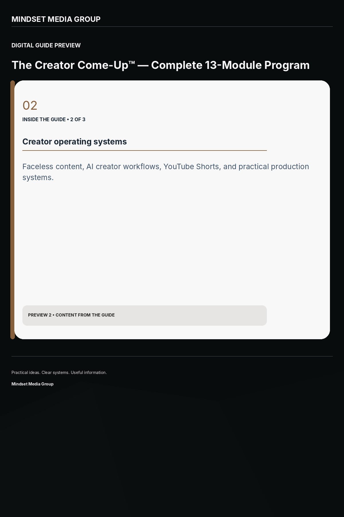 The Creator Come-Up™ — Complete 13-Module Program — Preview 02 of 3 — content from the guide