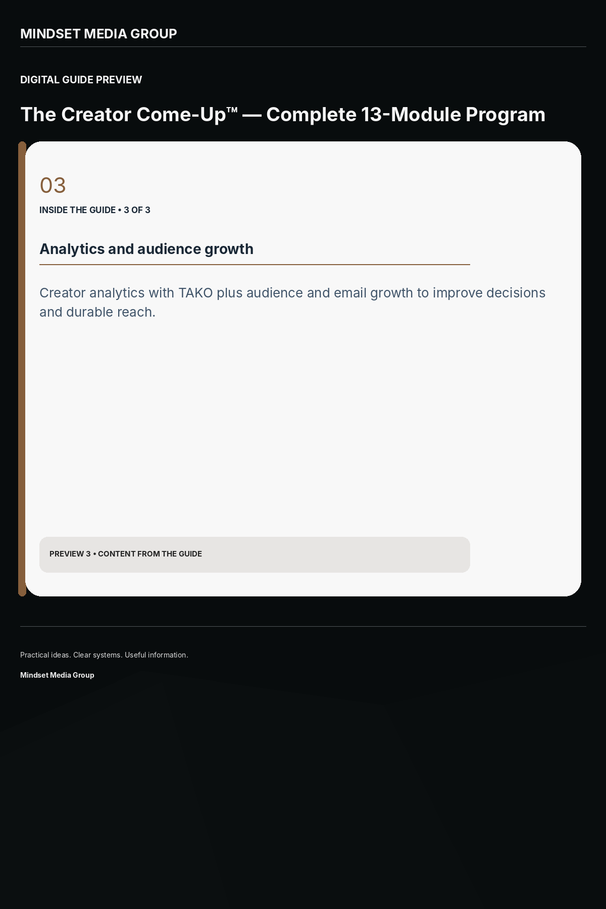 The Creator Come-Up™ — Complete 13-Module Program — Preview 03 of 3 — content from the guide