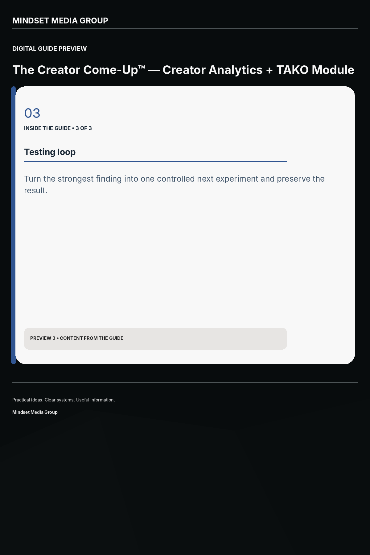 The Creator Come-Up™ — Creator Analytics + TAKO Module — Preview 03 of 3 — content from the guide