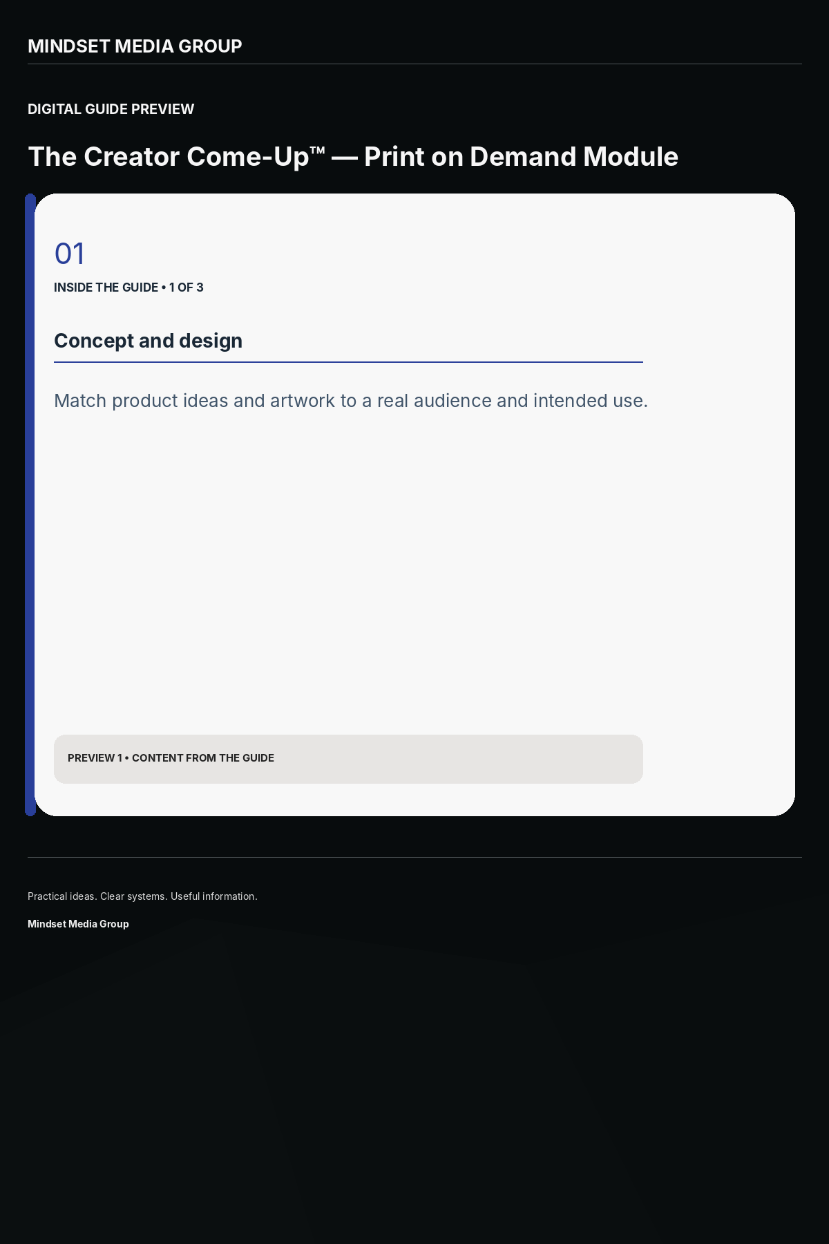 The Creator Come-Up™ — Print on Demand Module — Preview 01 of 3 — content from the guide