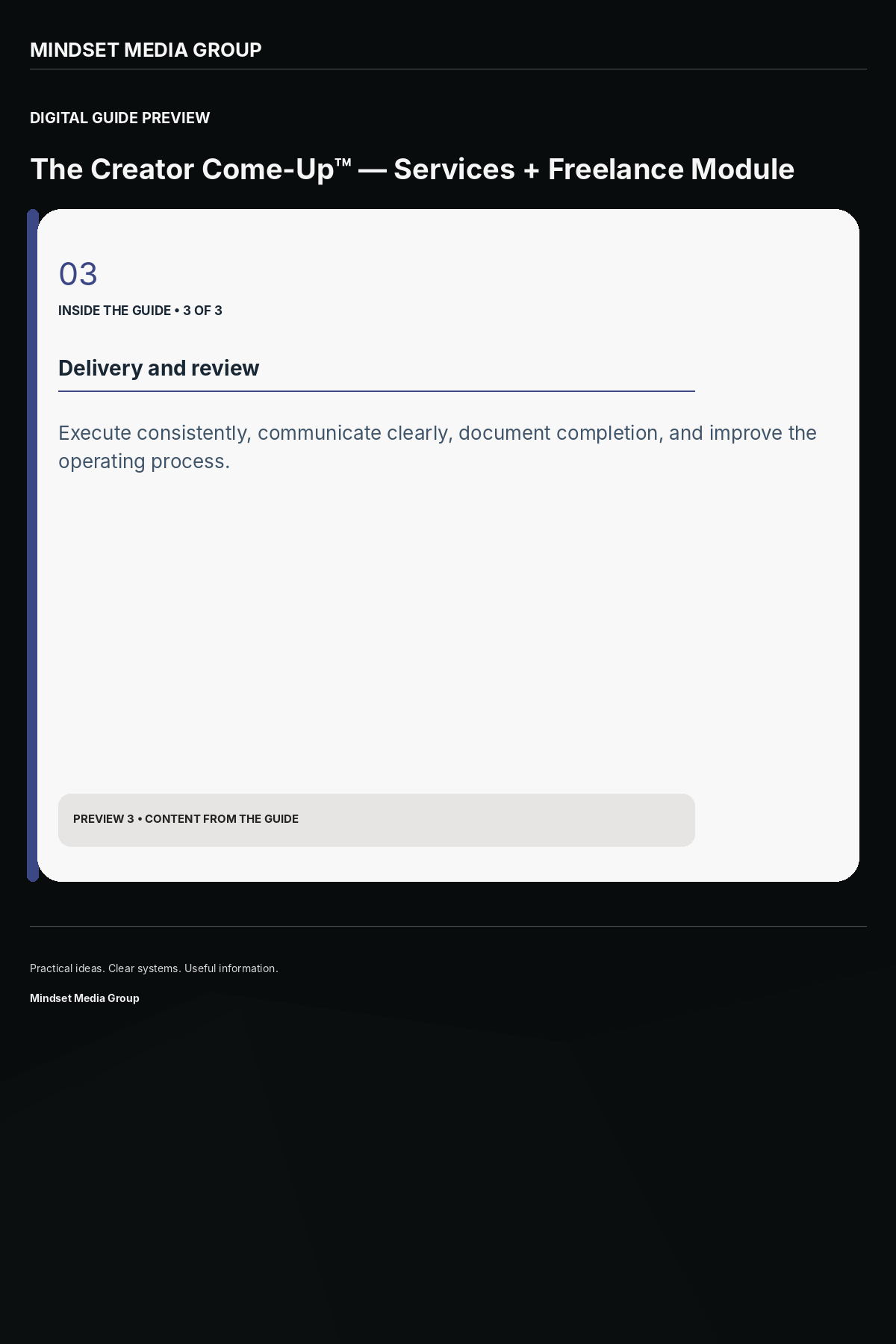 The Creator Come-Up™ — Services + Freelance Module — Preview 03 of 3 — content from the guide