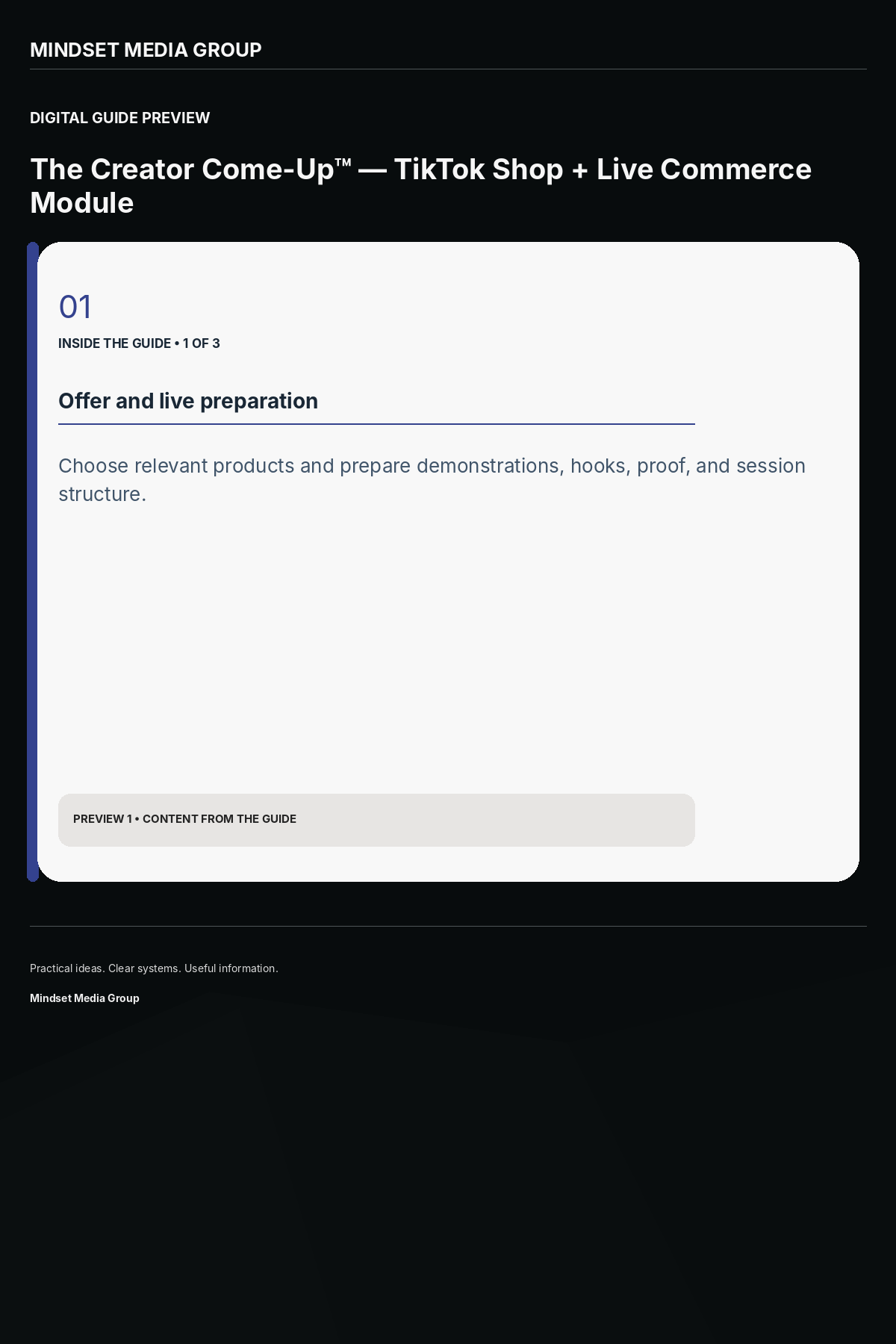 The Creator Come-Up™ — TikTok Shop + Live Commerce Module — Preview 01 of 3 — content from the guide