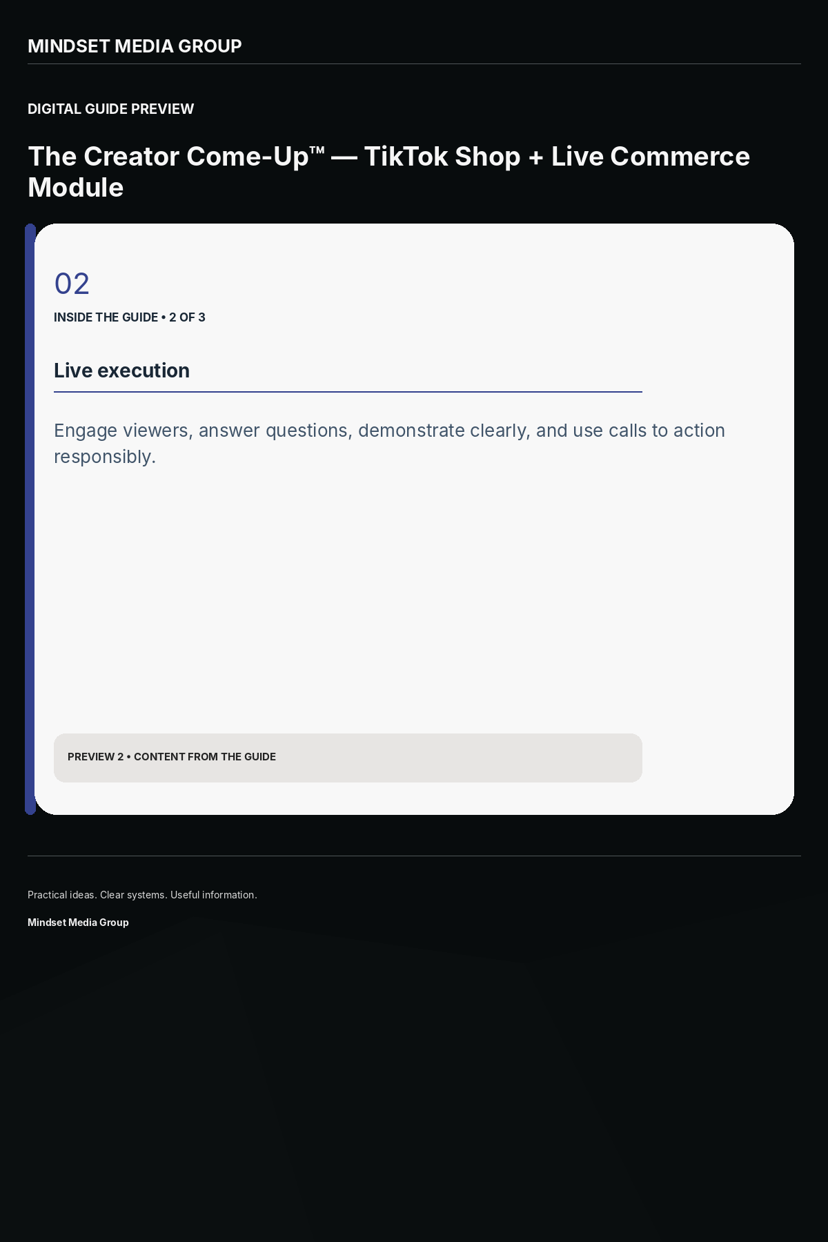 The Creator Come-Up™ — TikTok Shop + Live Commerce Module — Preview 02 of 3 — content from the guide