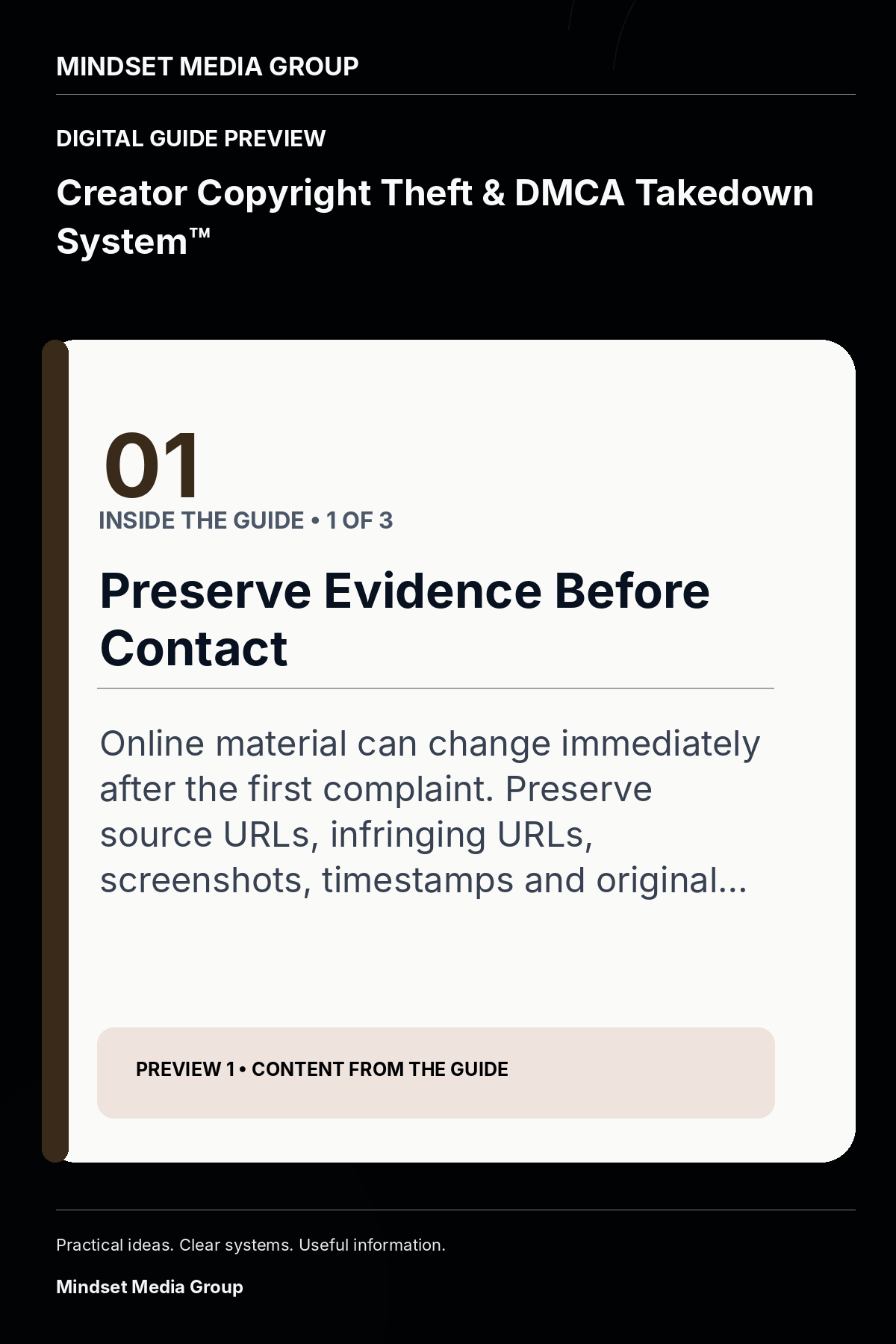 Creator Copyright Theft & DMCA Takedown System™ — Preview 01 of 3 — content from the guide
