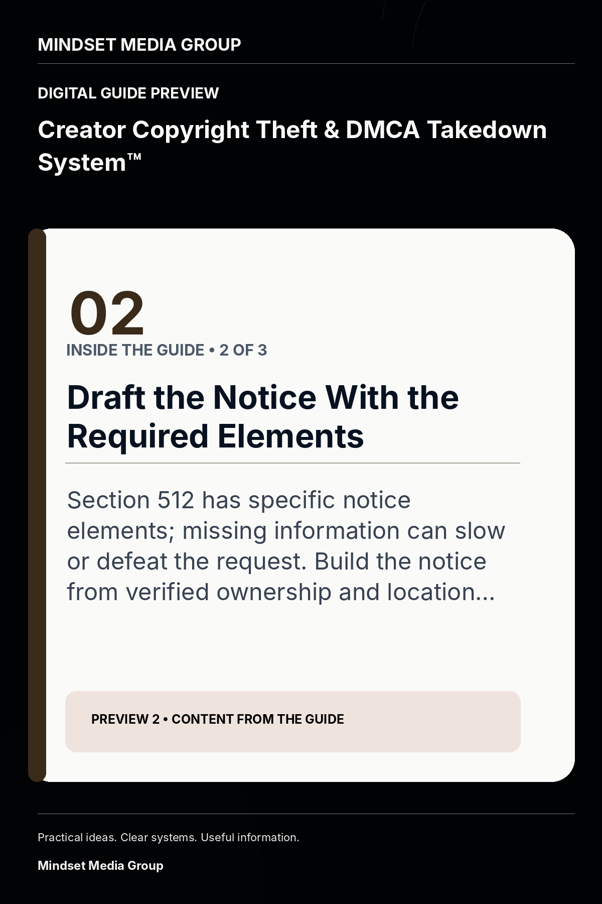 Creator Copyright Theft & DMCA Takedown System™ — Preview 02 of 3 — content from the guide
