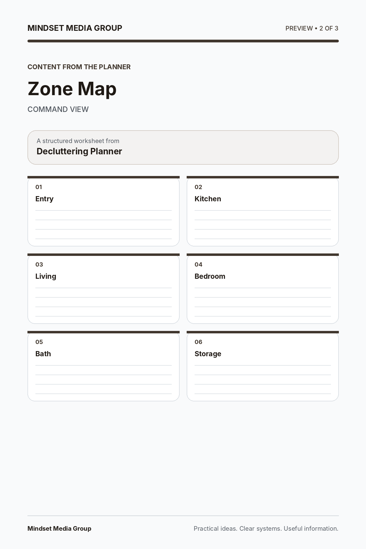Decluttering Planner — Preview 02 of 3 — content from the guide