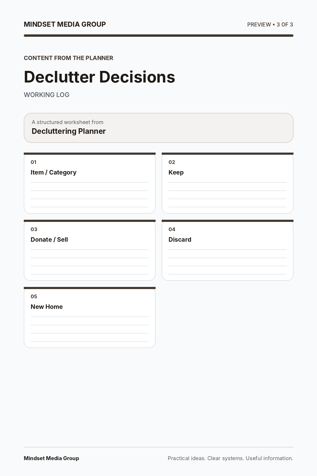 Decluttering Planner — Preview 03 of 3 — content from the guide