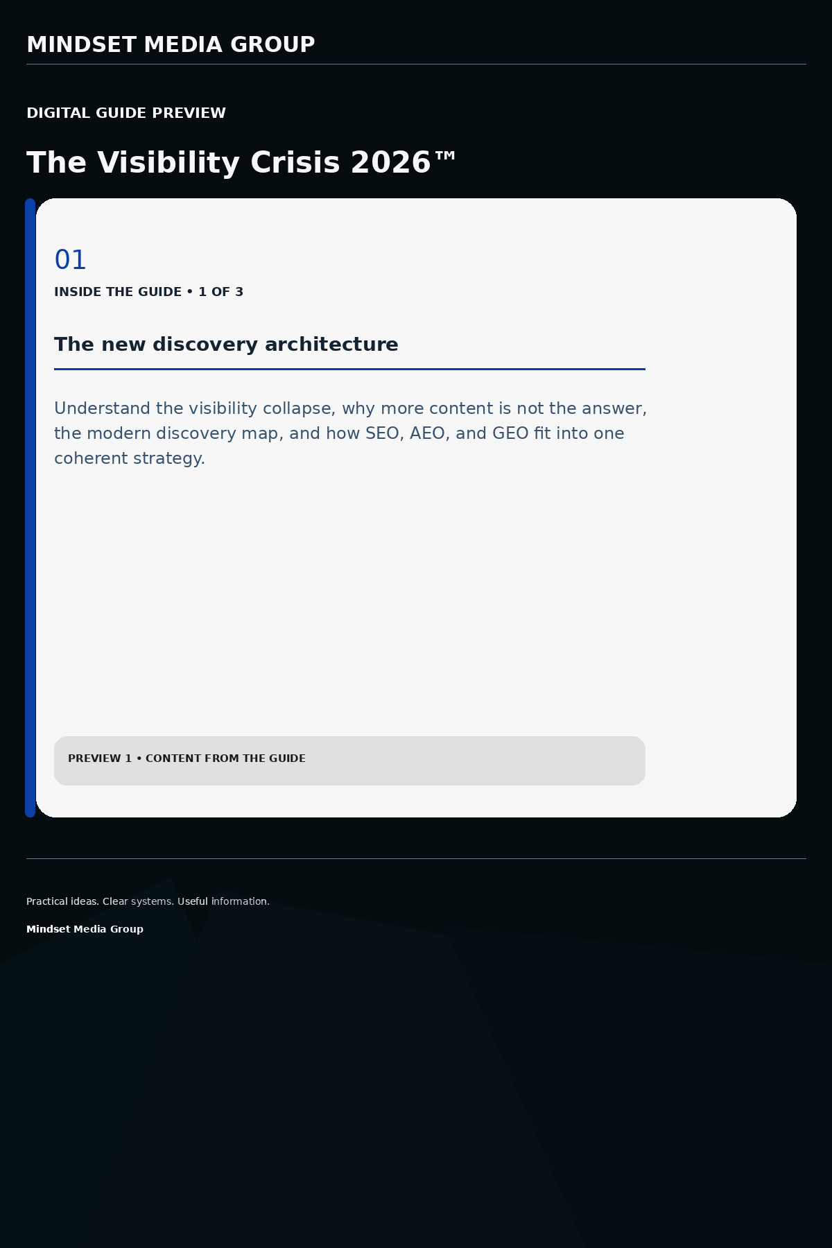 The Visibility Crisis 2026™ — Preview 01 of 3 — content from the guide
