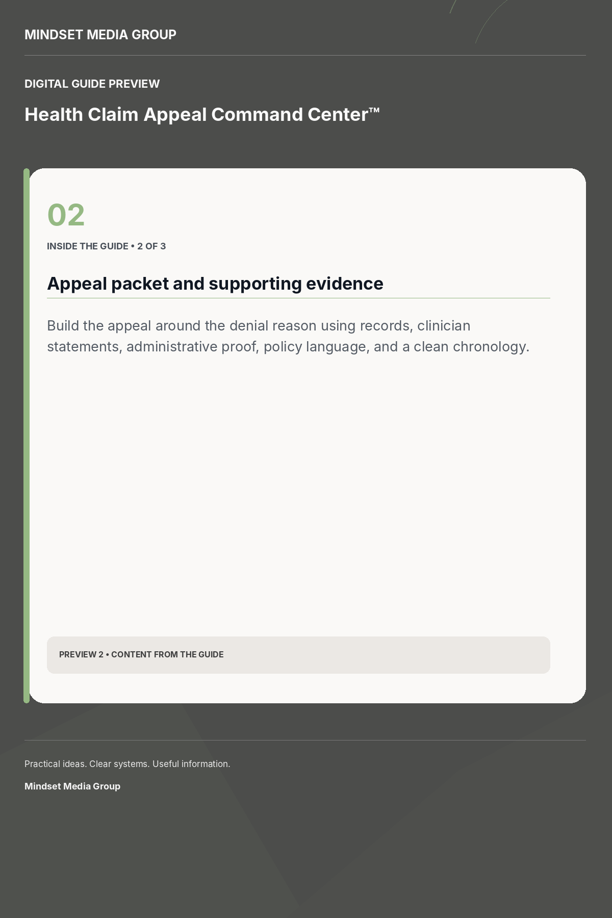 Health Claim Appeal Command Center™ — Preview 02 of 3 — content from the guide
