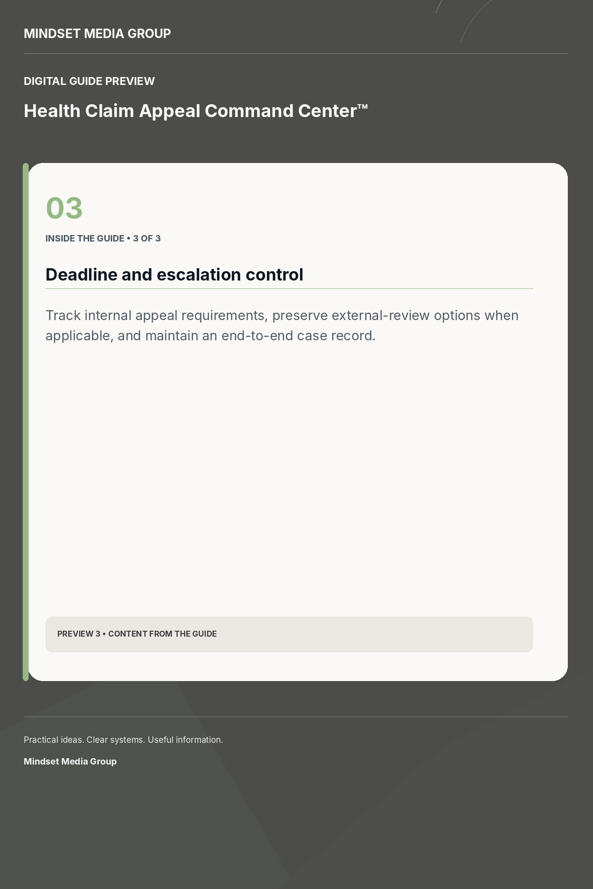 Health Claim Appeal Command Center™ — Preview 03 of 3 — content from the guide