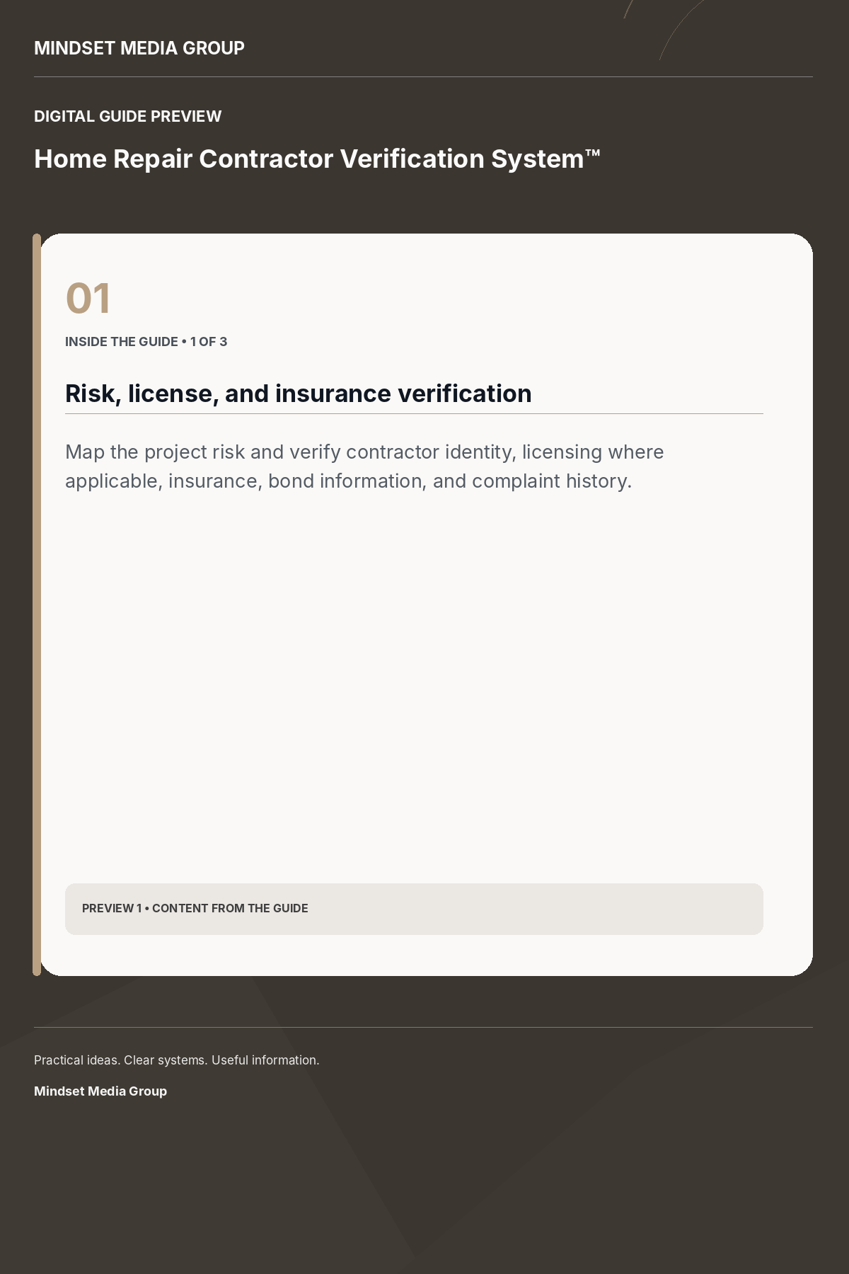 Home Repair Contractor Verification System™ — Preview 01 of 3 — content from the guide