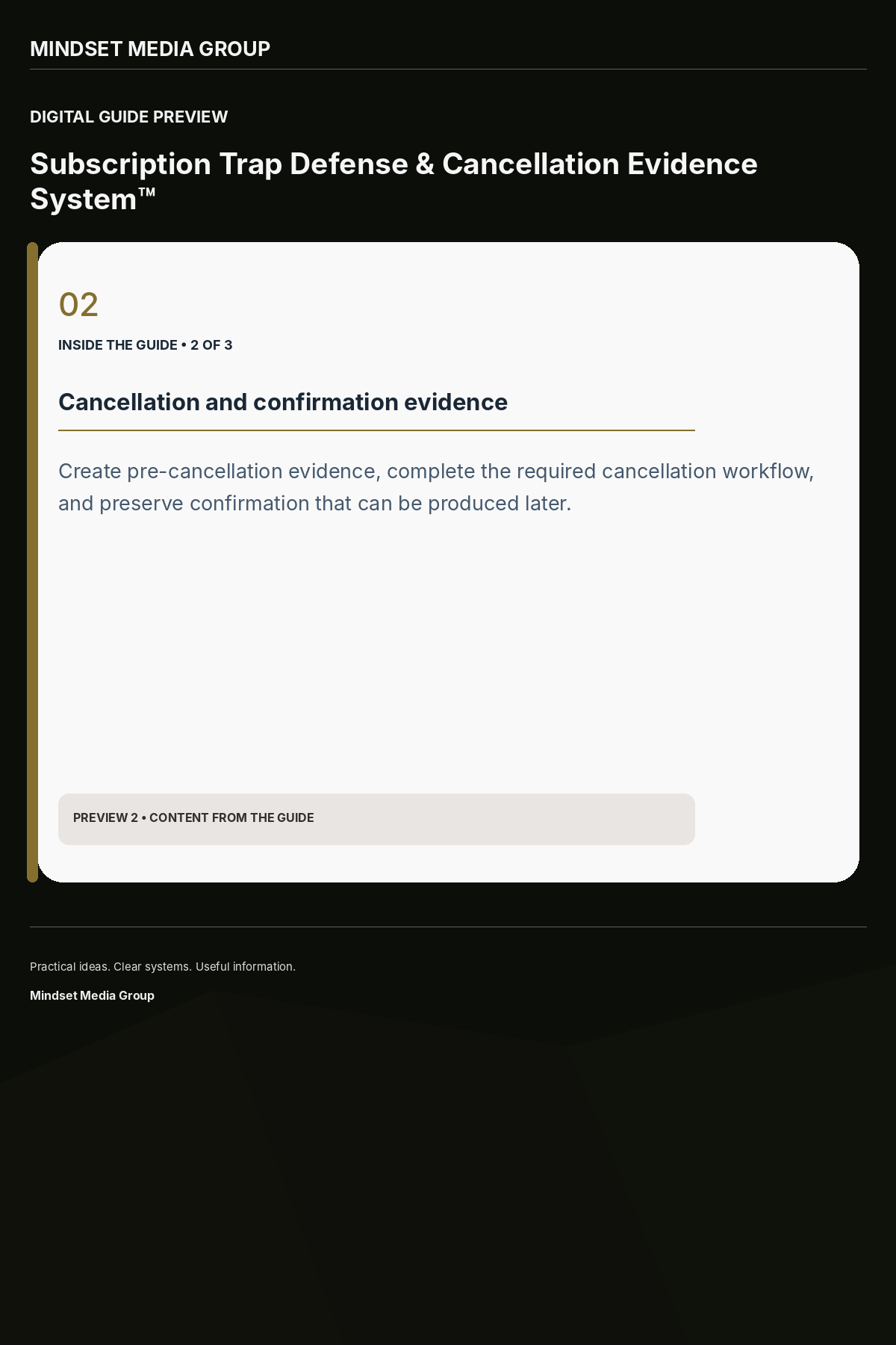 Subscription Trap Defense & Cancellation Evidence System™ — Preview 02 of 3 — content from the guide