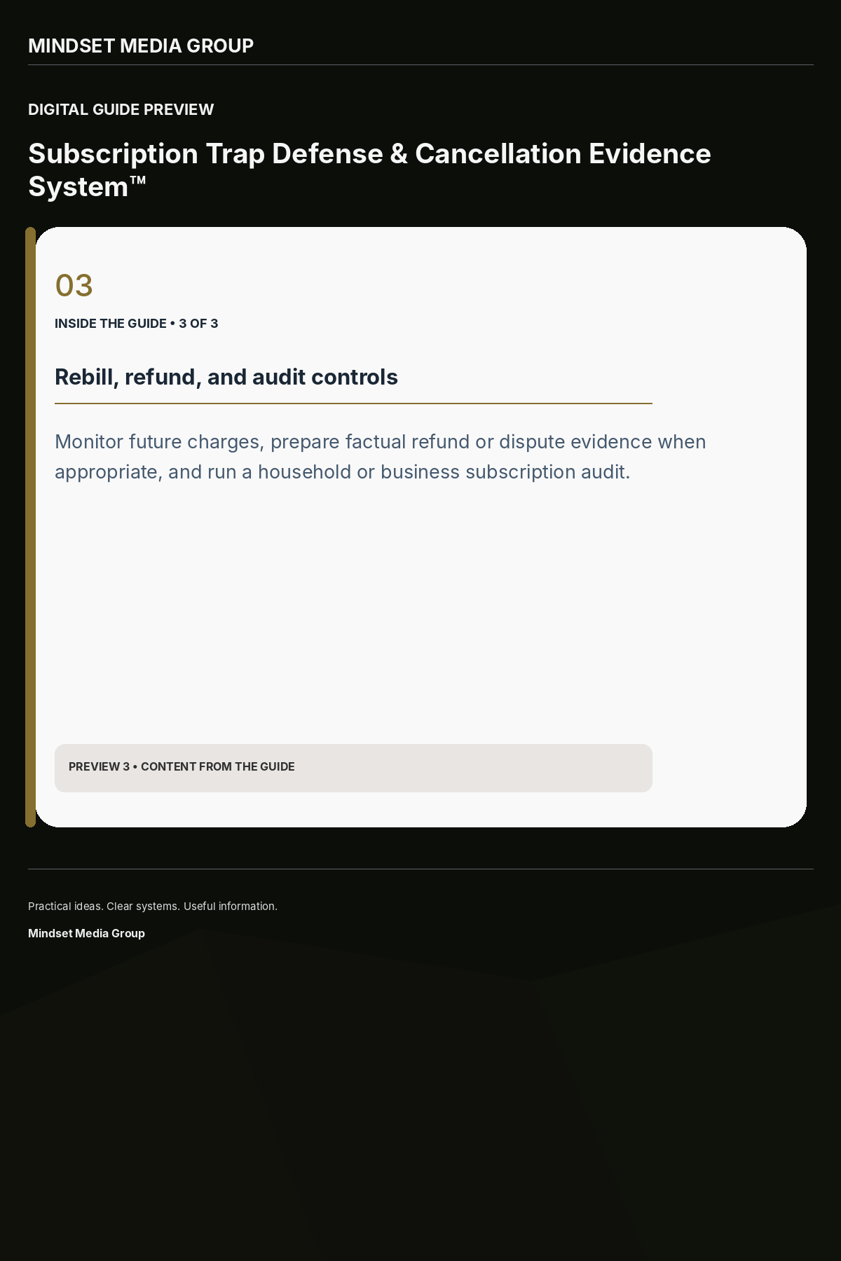 Subscription Trap Defense & Cancellation Evidence System™ — Preview 03 of 3 — content from the guide