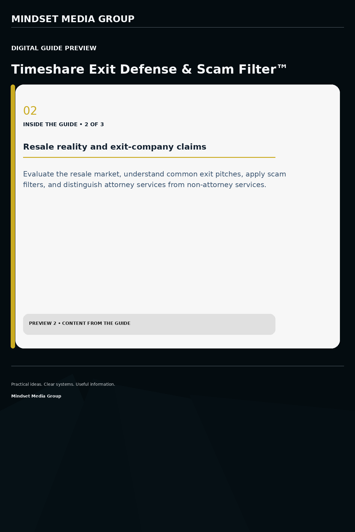 Timeshare Exit Defense & Scam Filter™ — Preview 02 of 3 — content from the guide