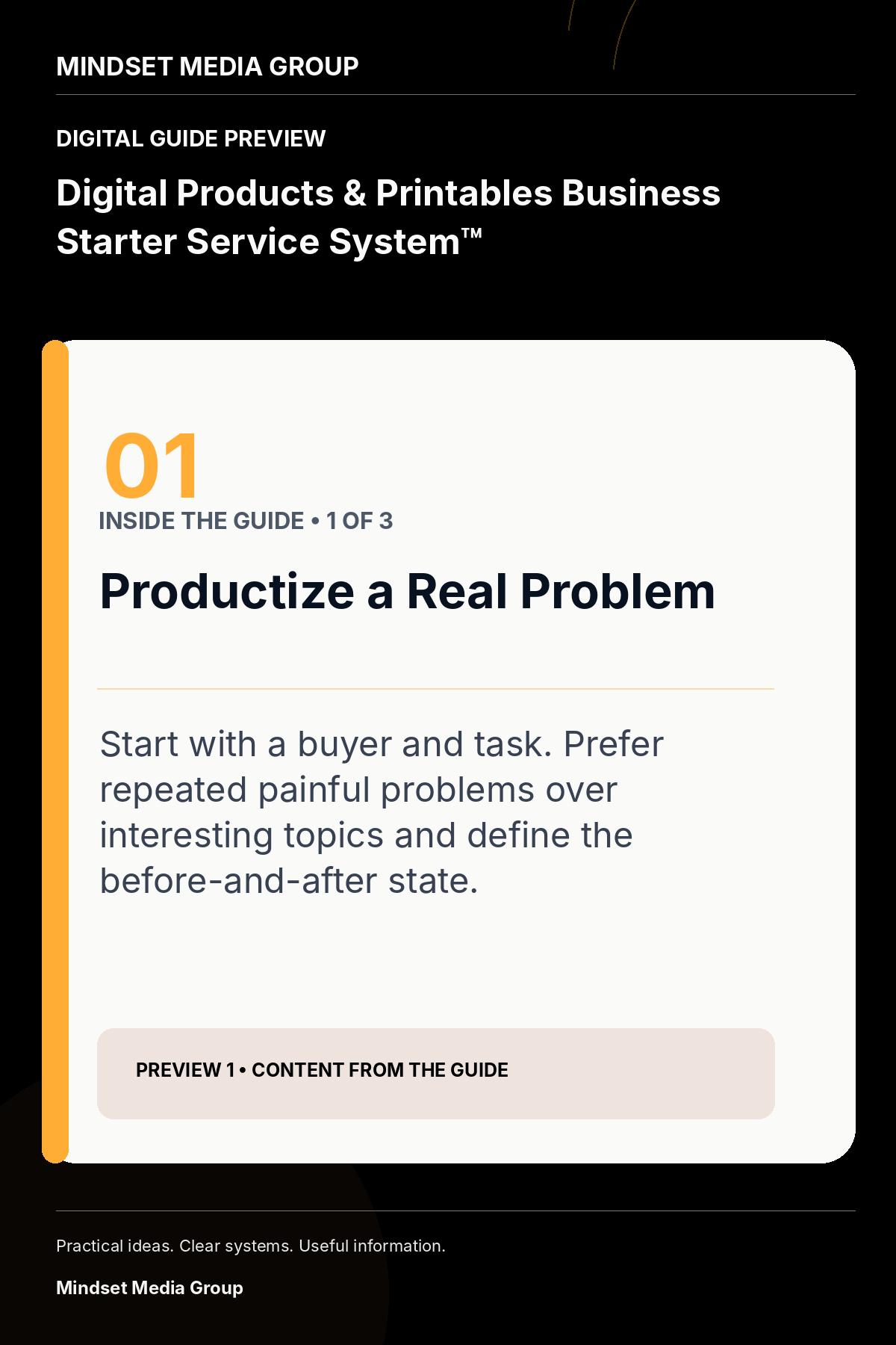 Digital Products & Printables Business Starter Service System™ — Preview 01 of 3 — content from the guide