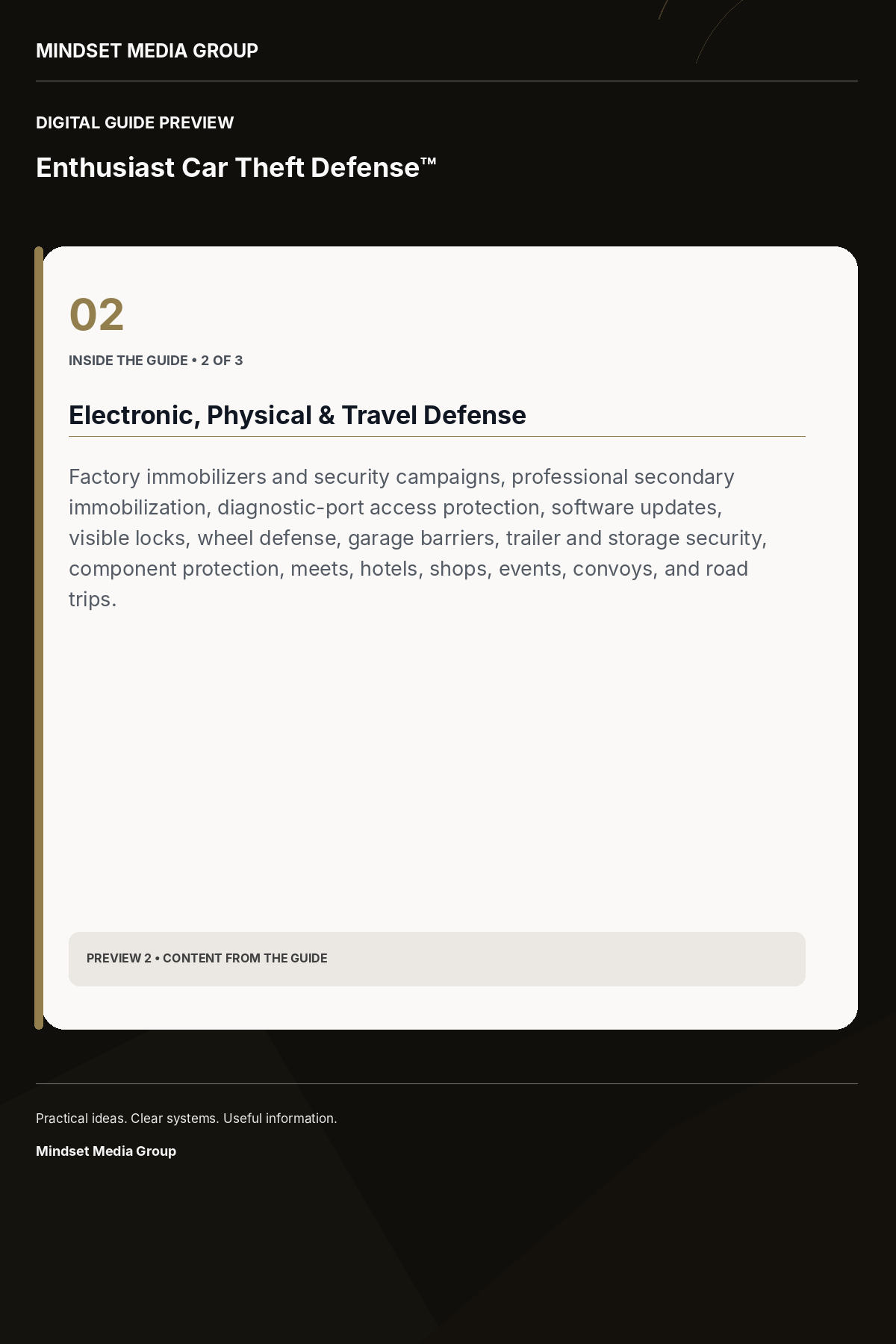 Enthusiast Car Theft Defense™ — Preview 02 of 3 — content from the guide