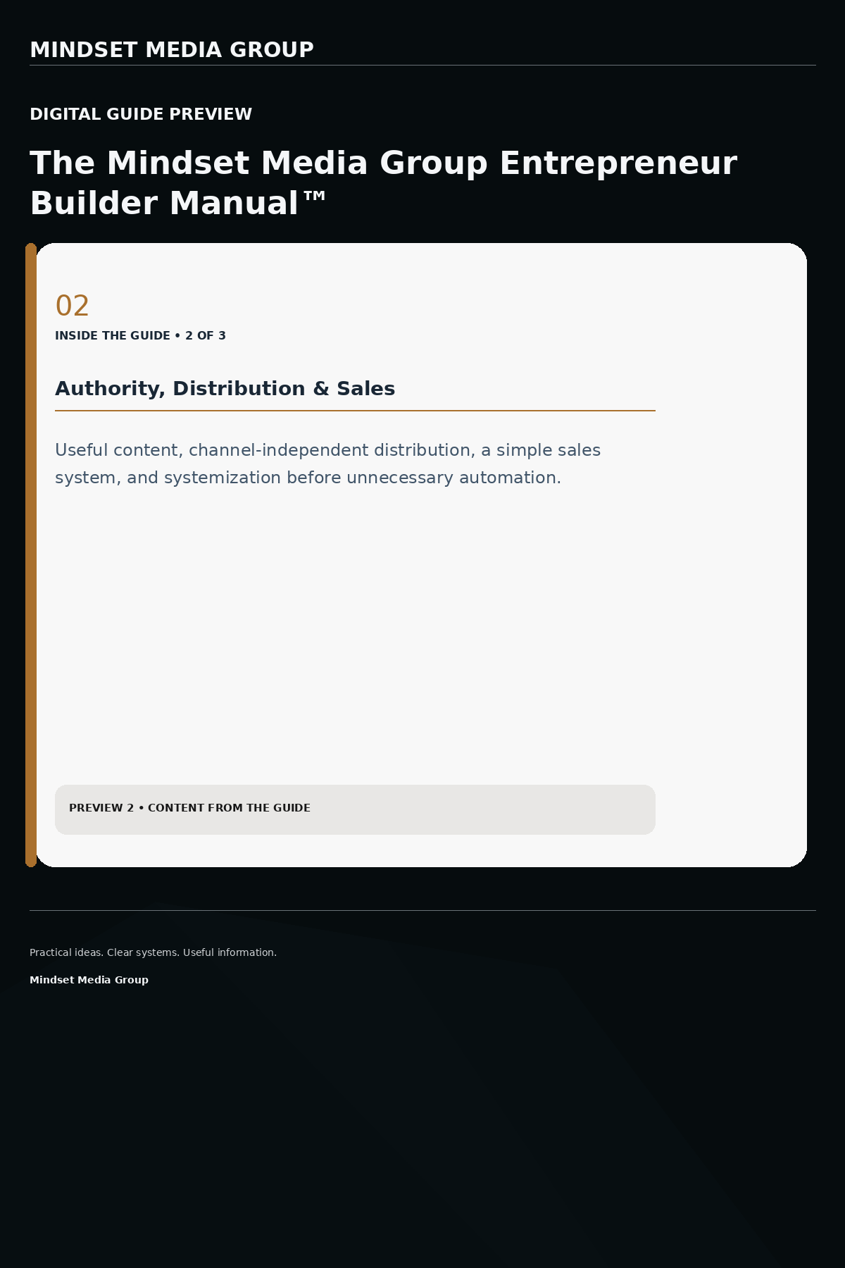 The Mindset Media Group Entrepreneur Builder Manual™ — Preview 02 of 3 — content from the guide