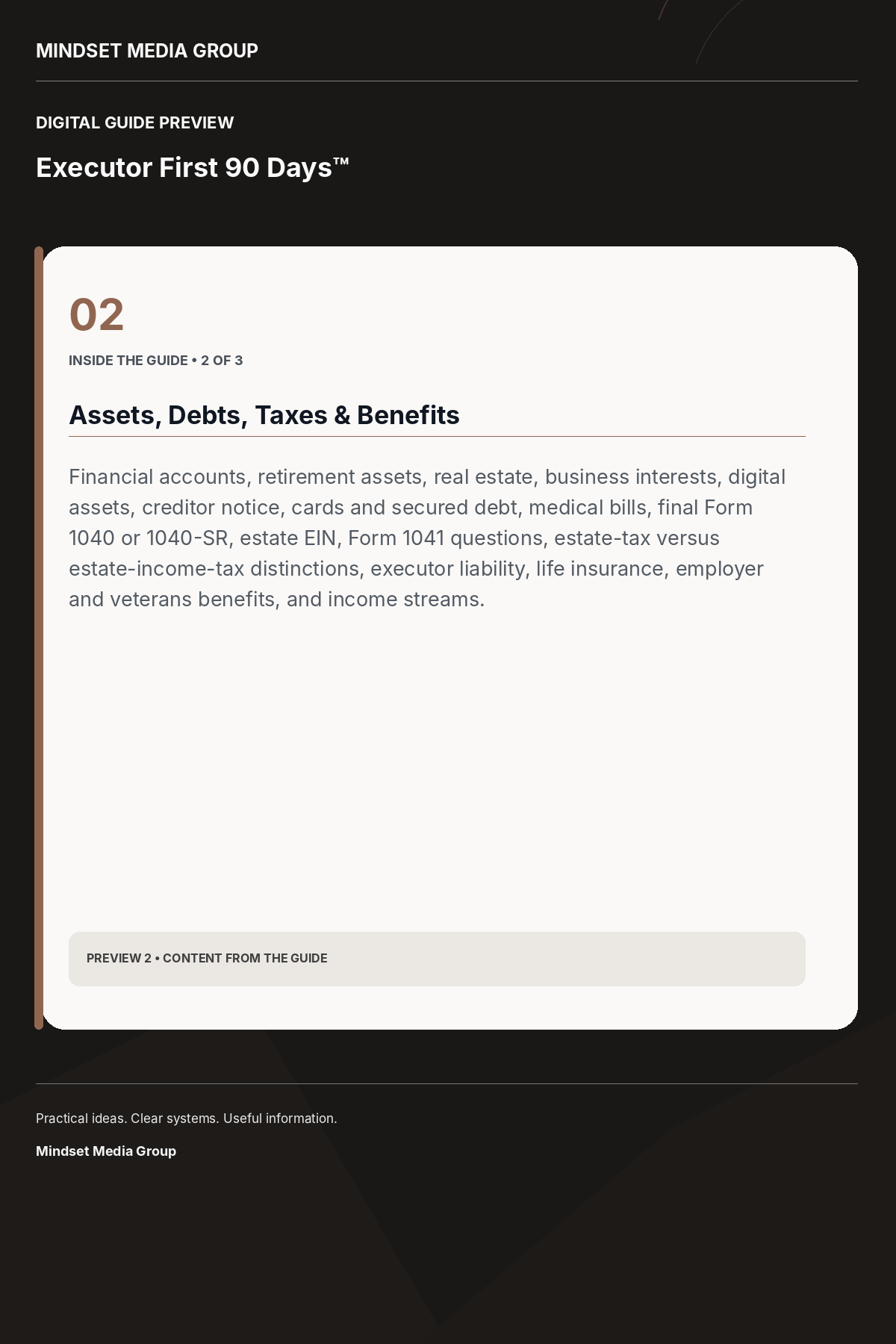 Executor First 90 Days™ — Preview 02 of 3 — content from the guide