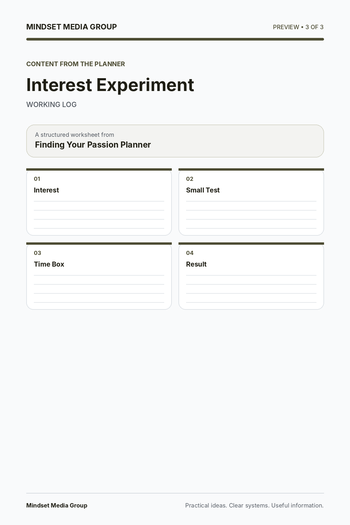 Finding Your Passion Planner — Preview 03 of 3 — content from the guide