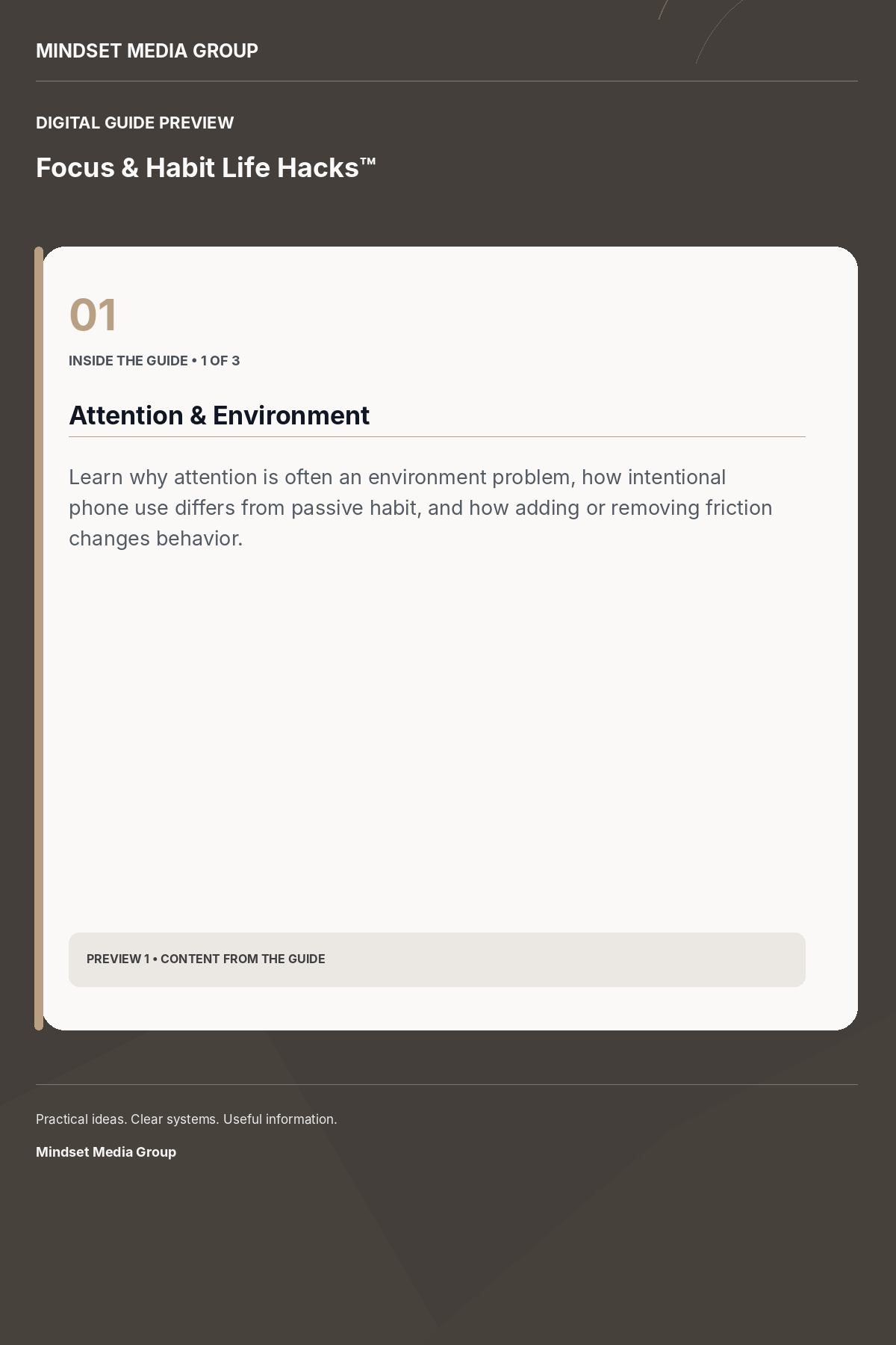 Focus & Habit Life Hacks™ — Preview 01 of 3 — content from the guide