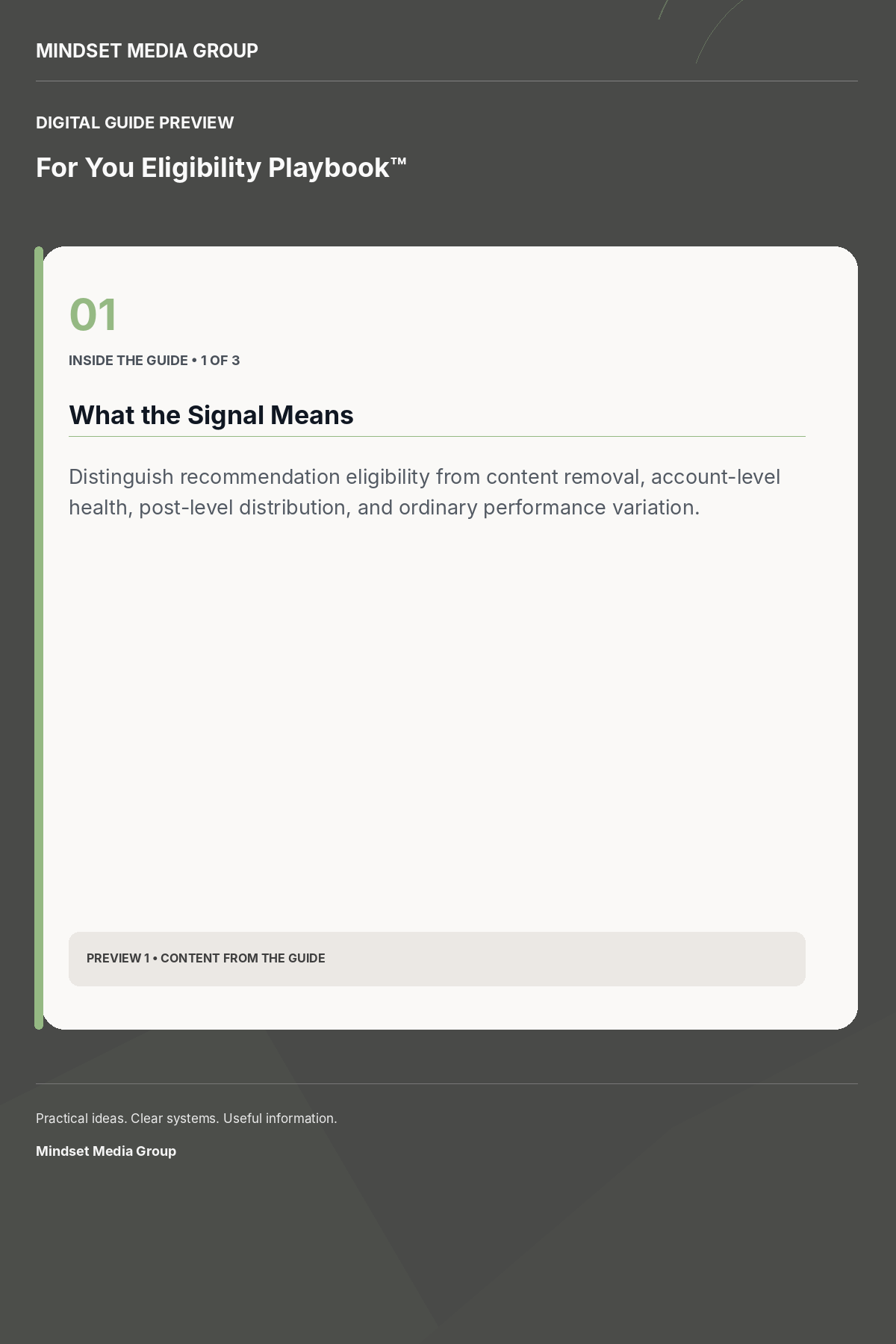 For You Eligibility Playbook™ — Preview 01 of 3 — content from the guide