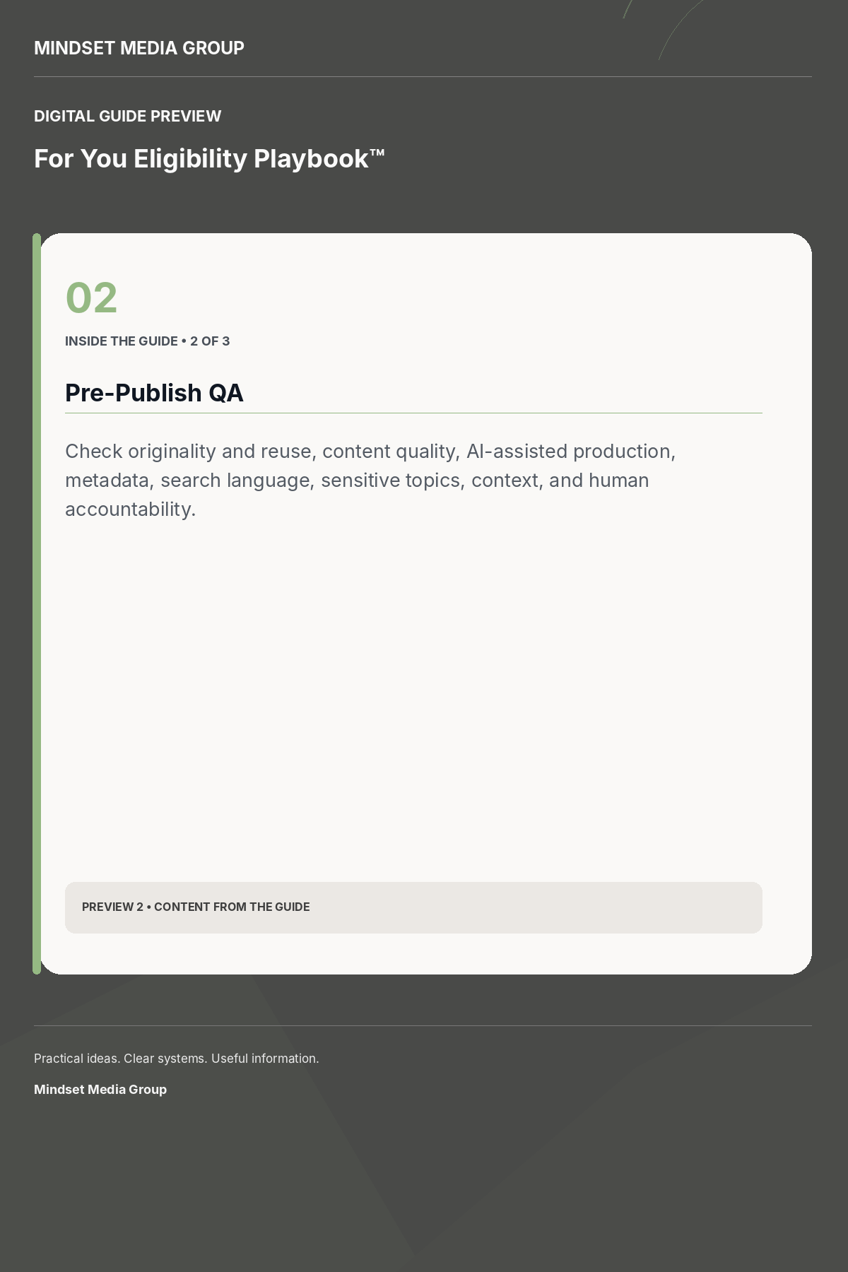 For You Eligibility Playbook™ — Preview 02 of 3 — content from the guide