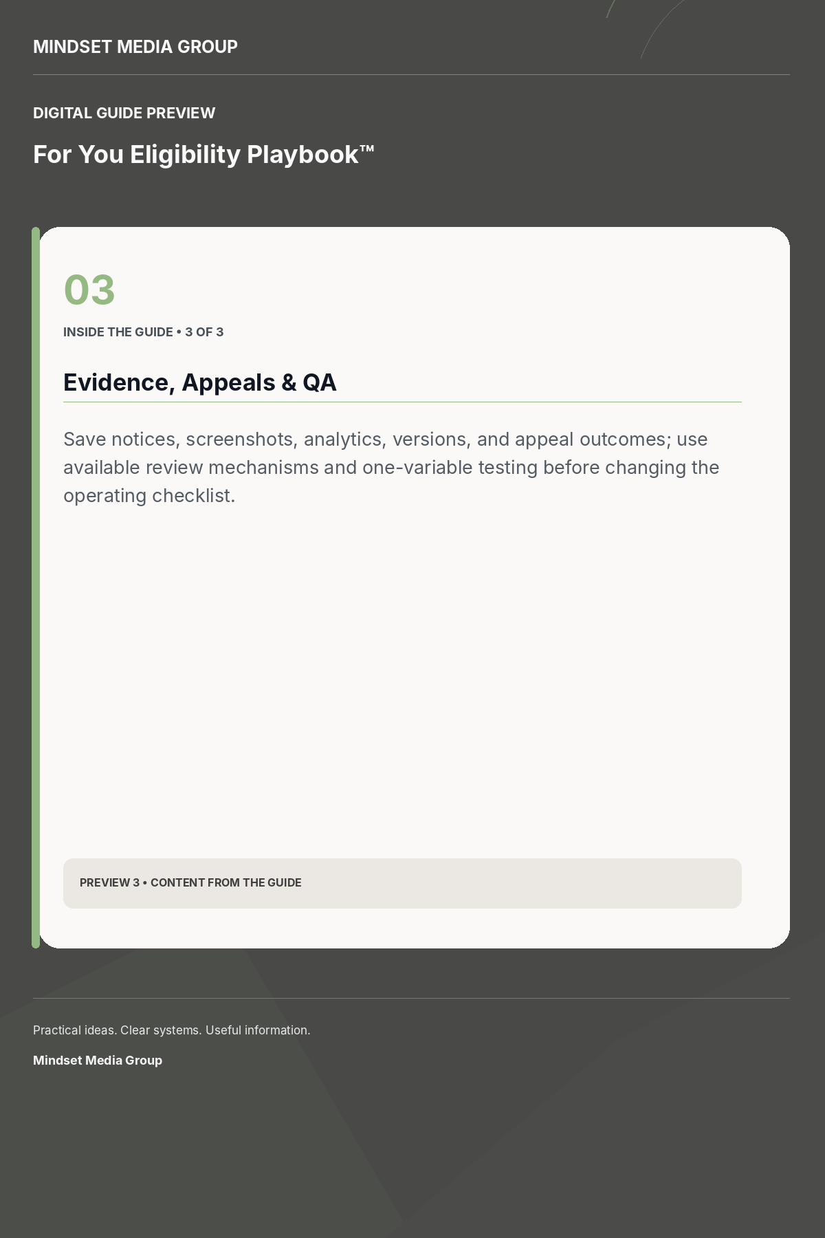 For You Eligibility Playbook™ — Preview 03 of 3 — content from the guide