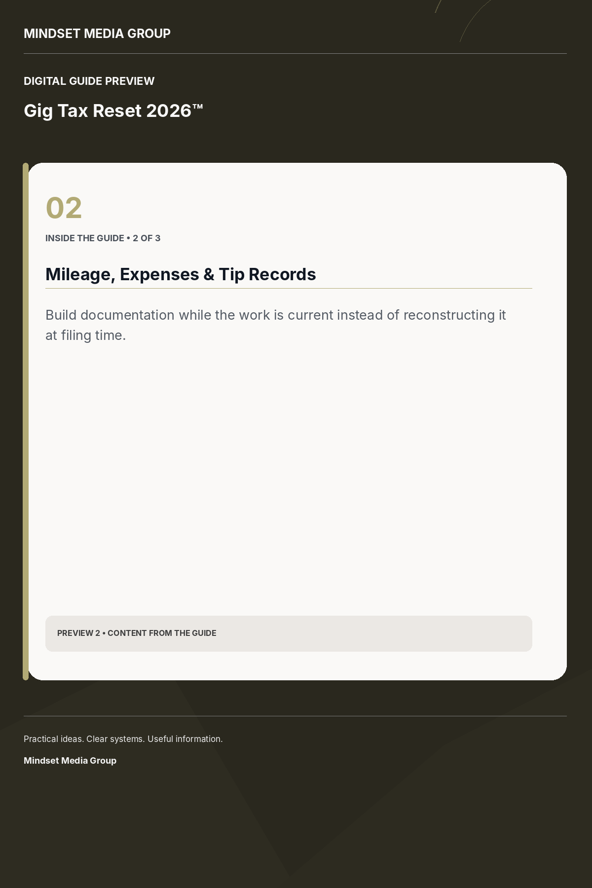 Gig Tax Reset 2026™ — Preview 02 of 3 — content from the guide