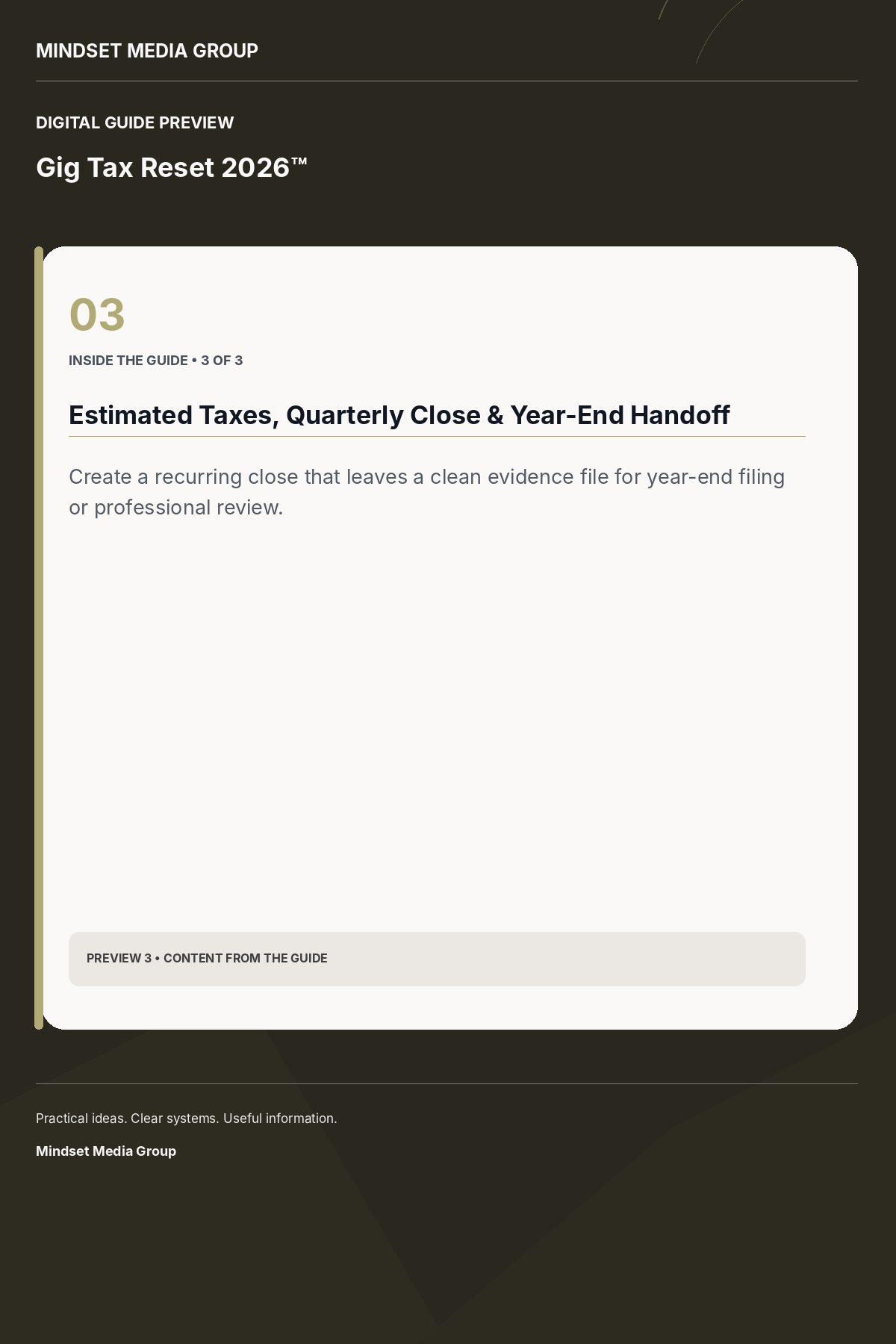 Gig Tax Reset 2026™ — Preview 03 of 3 — content from the guide