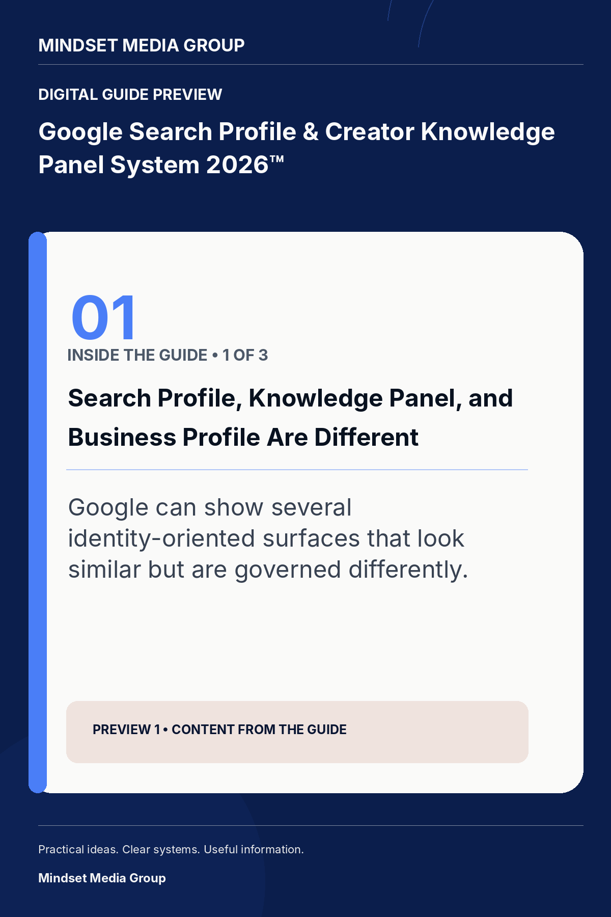 Google Search Profile & Creator Knowledge Panel System 2026™ — Preview 01 of 3 — content from the guide