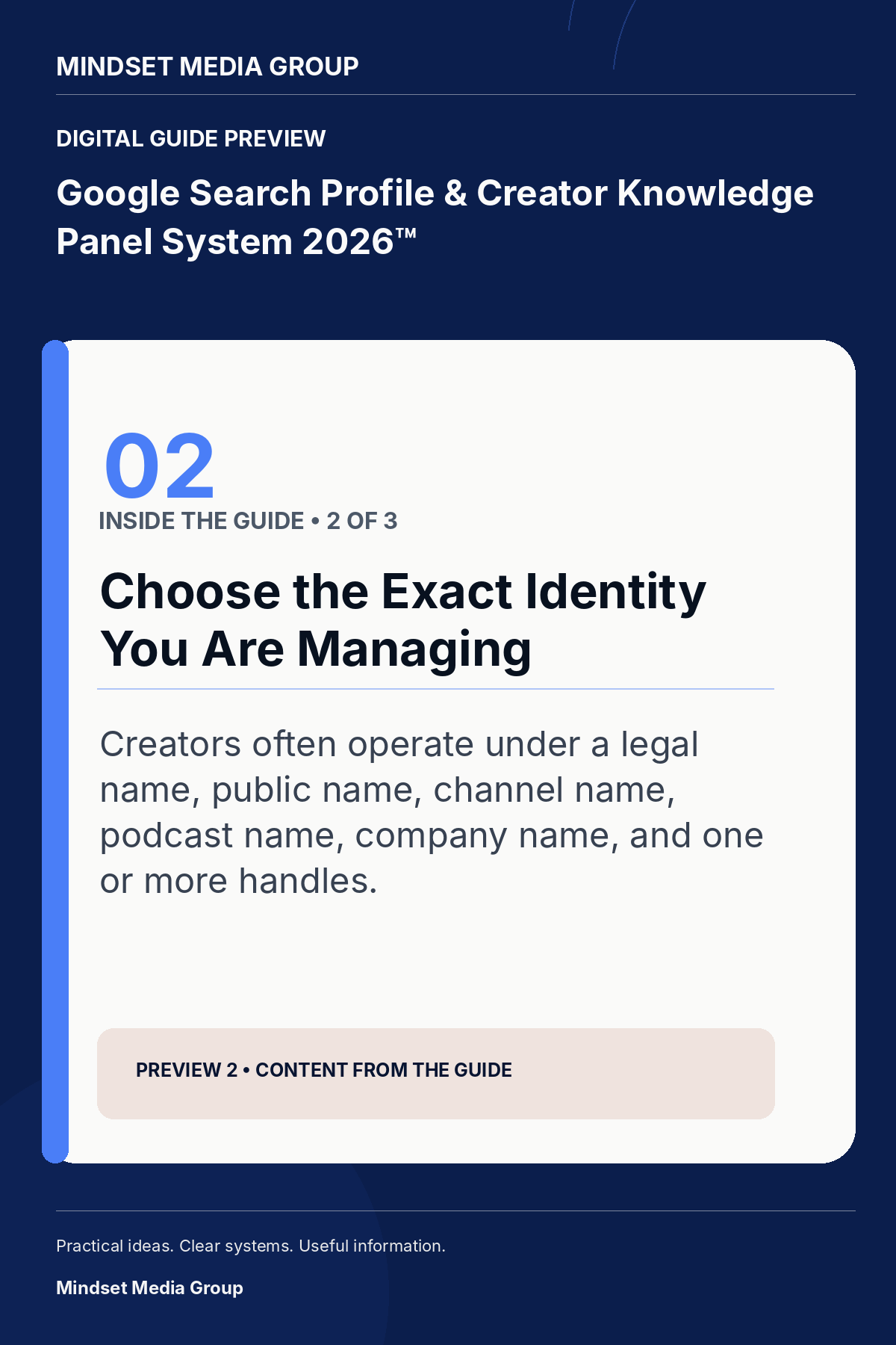 Google Search Profile & Creator Knowledge Panel System 2026™ — Preview 02 of 3 — content from the guide