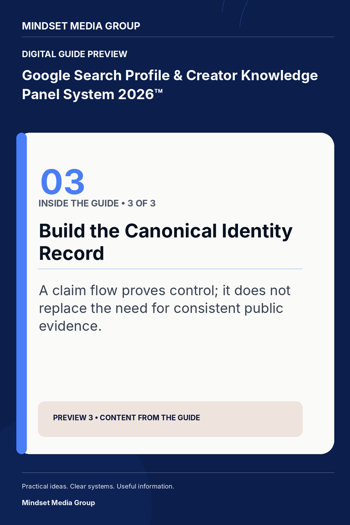 Google Search Profile & Creator Knowledge Panel System 2026™ — Preview 03 of 3 — content from the guide