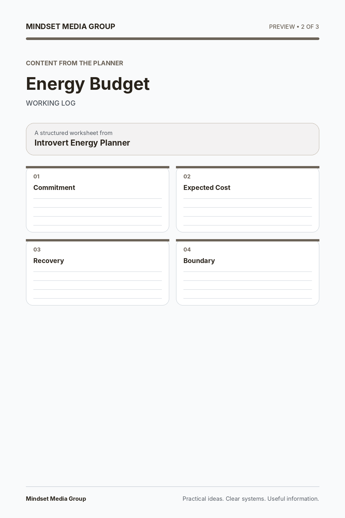 Introvert Energy Planner — Preview 02 of 3 — content from the guide