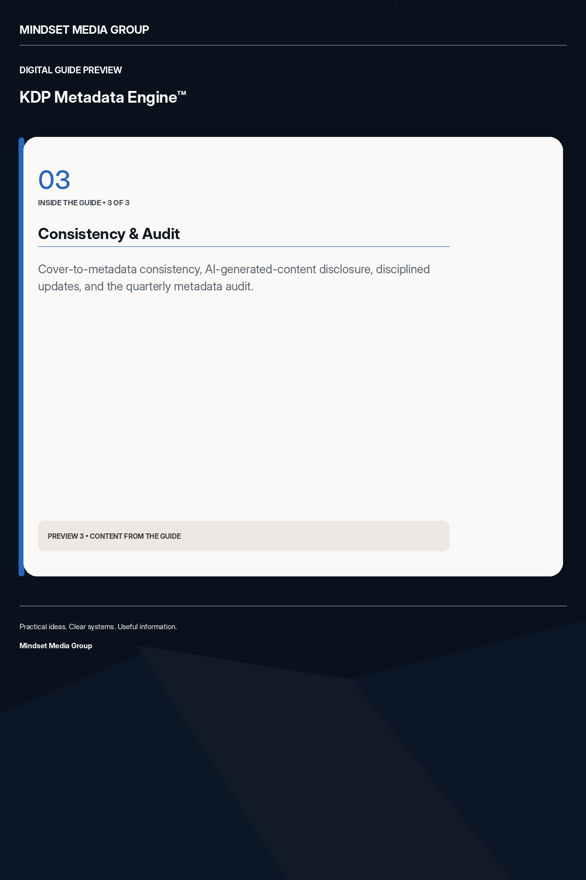 KDP Metadata Engine™ — Preview 03 of 3 — content from the guide