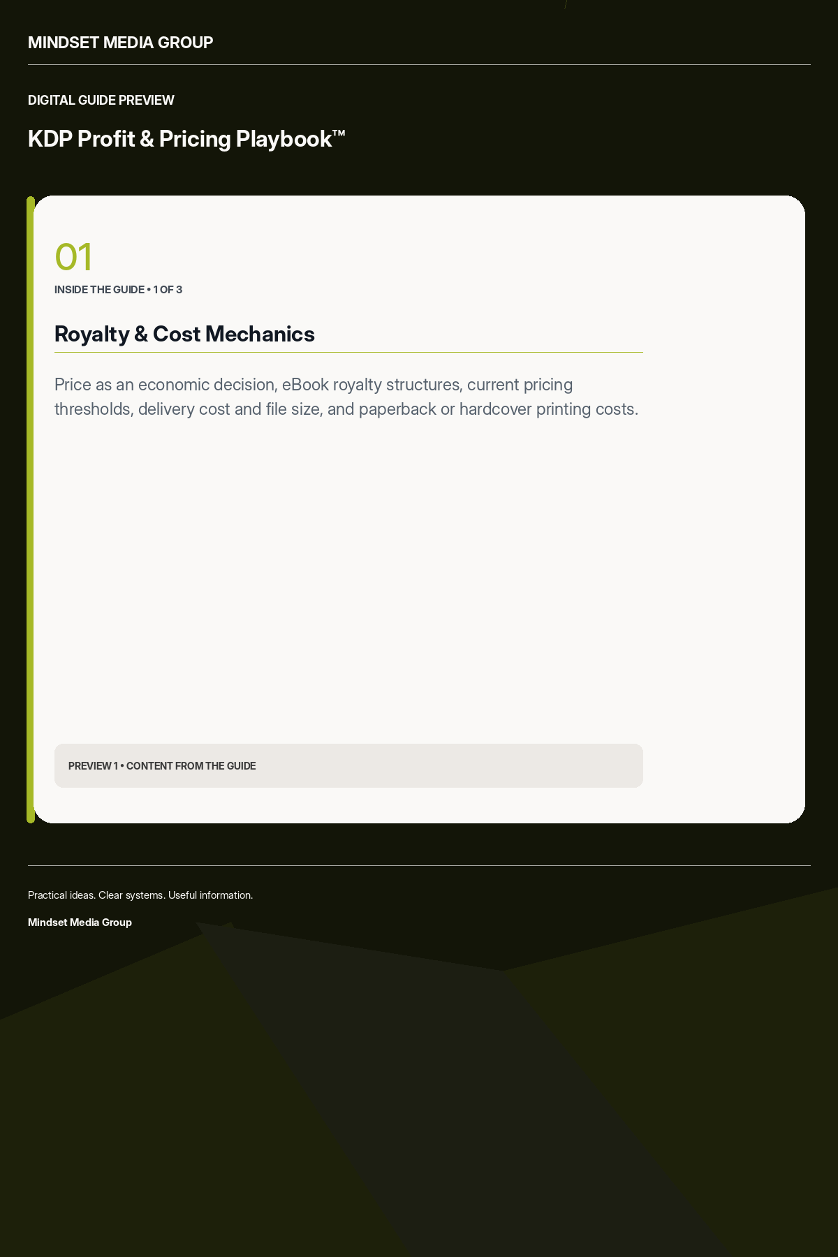 KDP Profit & Pricing Playbook™ — Preview 01 of 3 — content from the guide