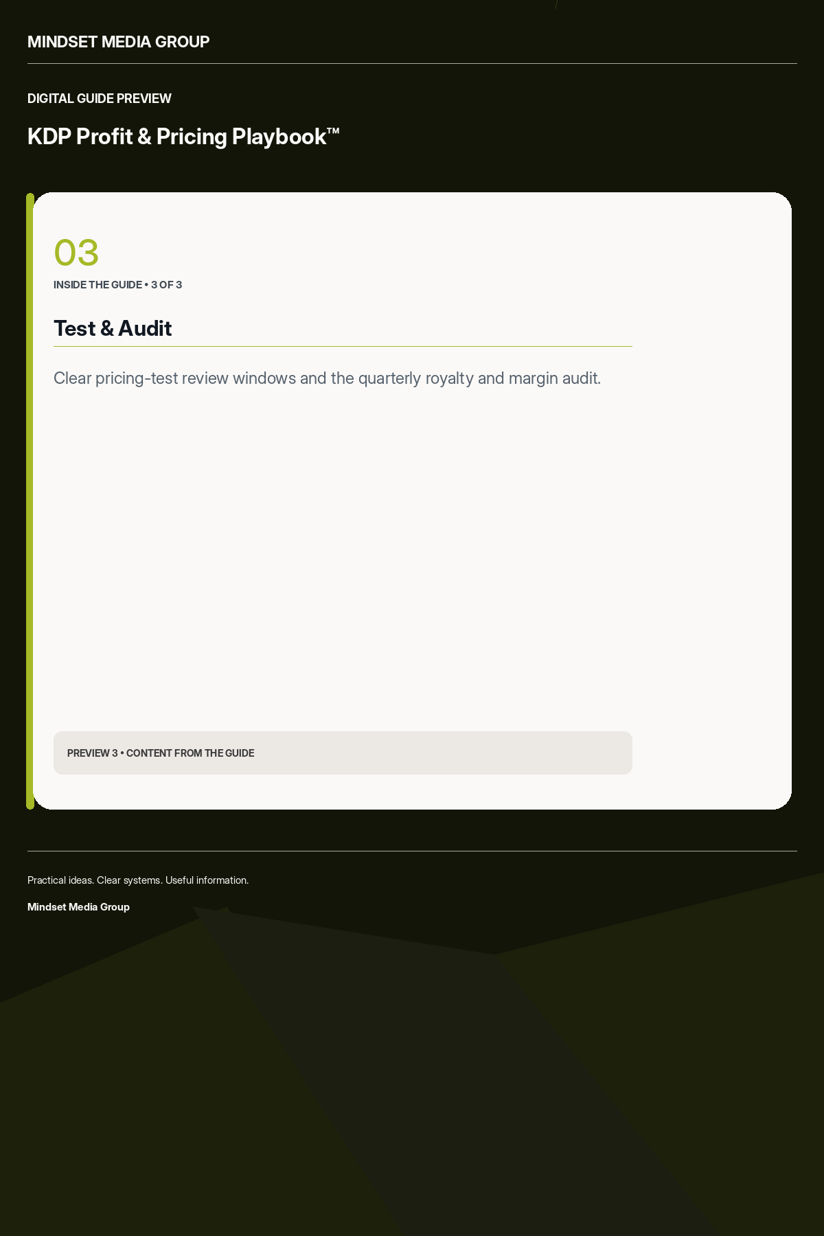 KDP Profit & Pricing Playbook™ — Preview 03 of 3 — content from the guide