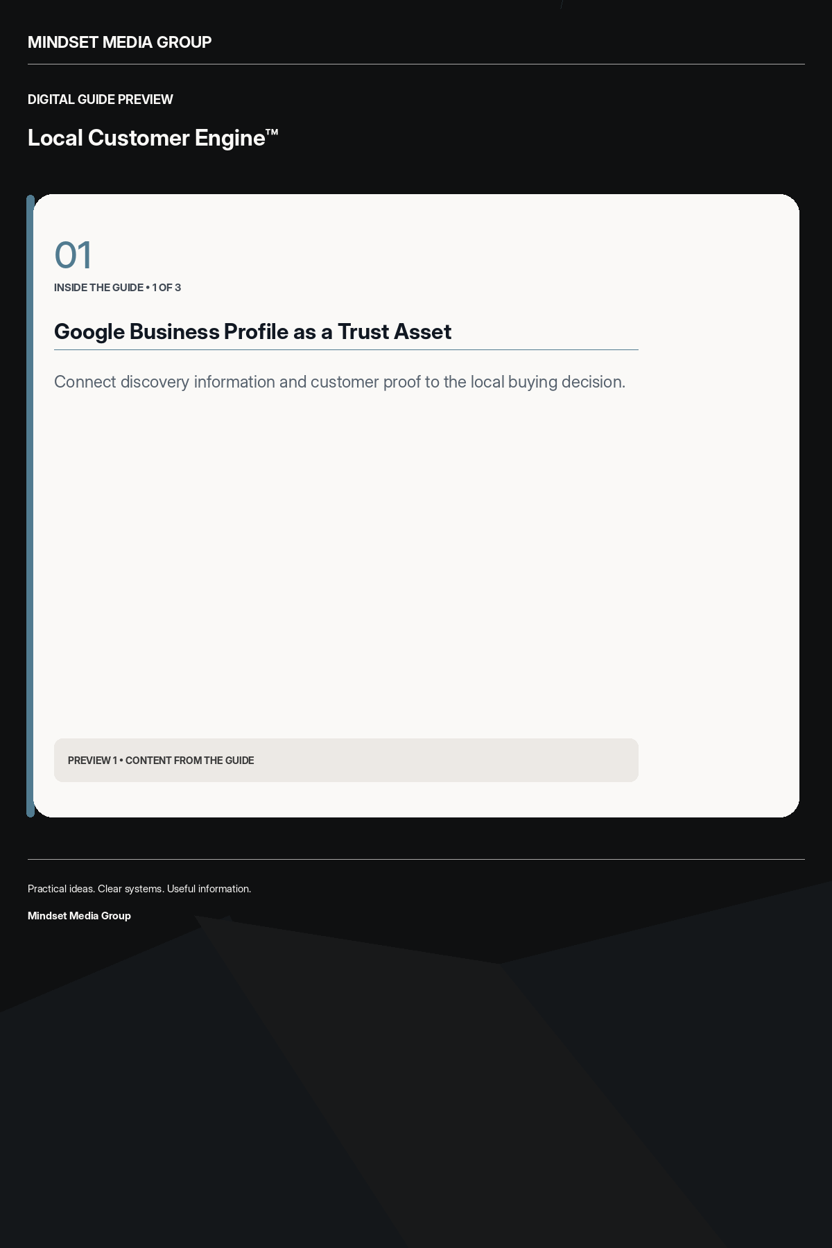 Local Customer Engine™ — Preview 01 of 3 — content from the guide