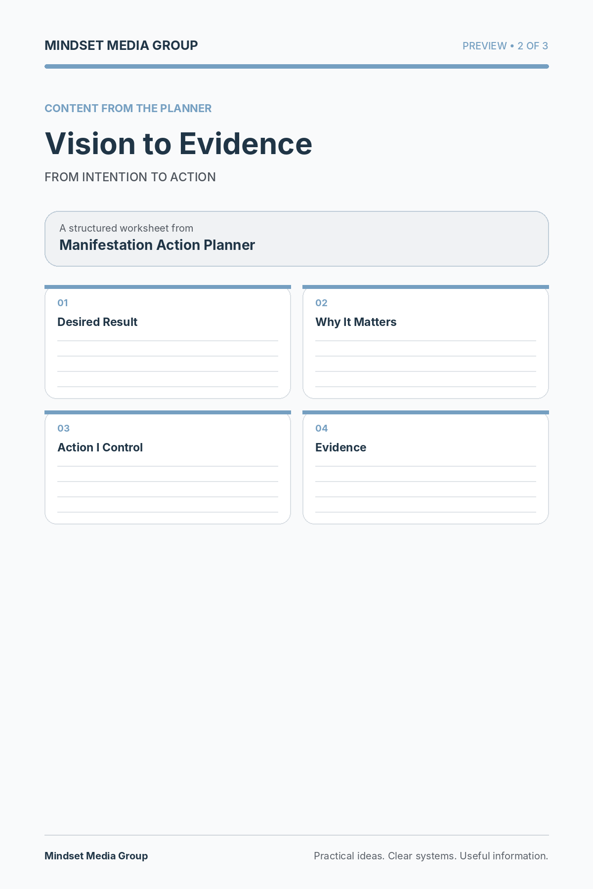 Manifestation Action Planner — Preview 02 of 3 — content from the guide