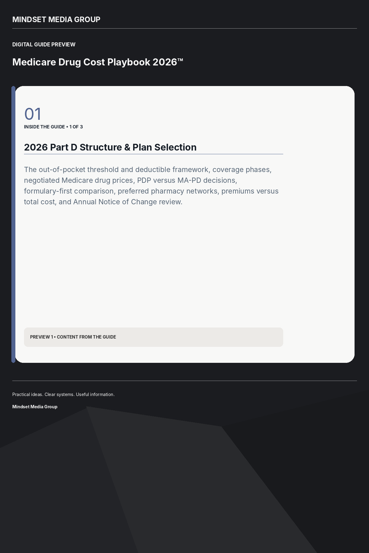 Medicare Drug Cost Playbook 2026™ — Preview 01 of 3 — content from the guide