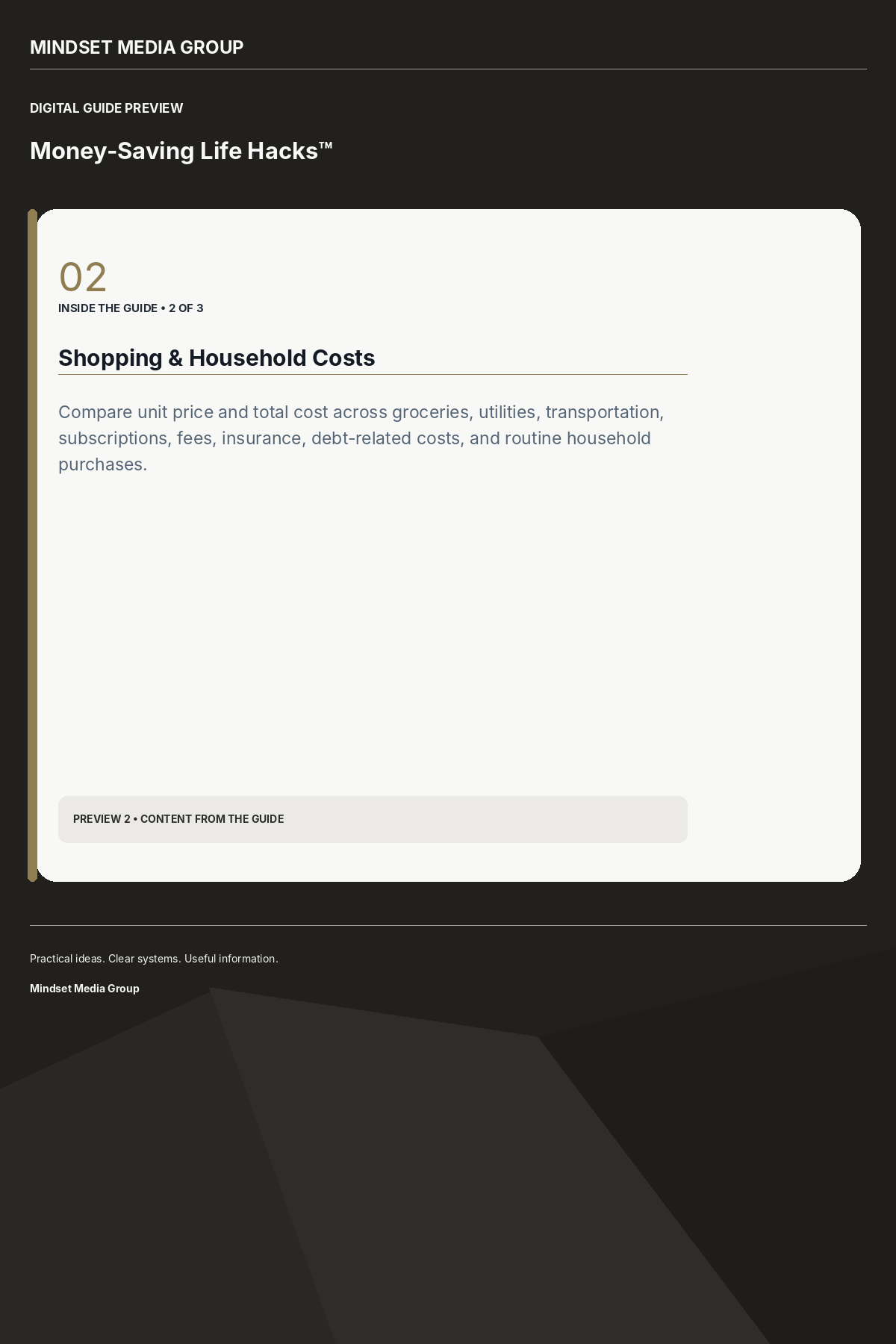 Money-Saving Life Hacks™ — Preview 02 of 3 — content from the guide
