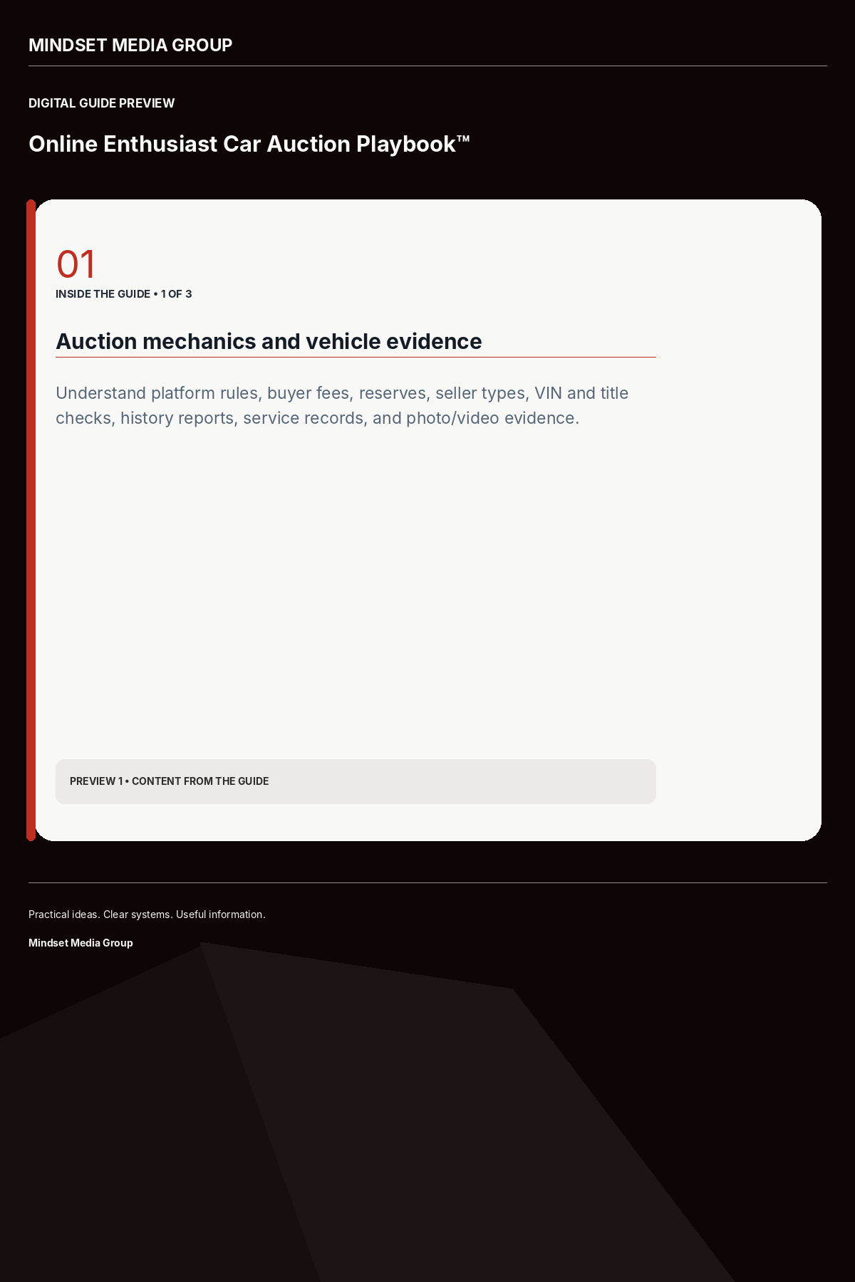 Online Enthusiast Car Auction Playbook™ — Preview 01 of 3 — content from the guide
