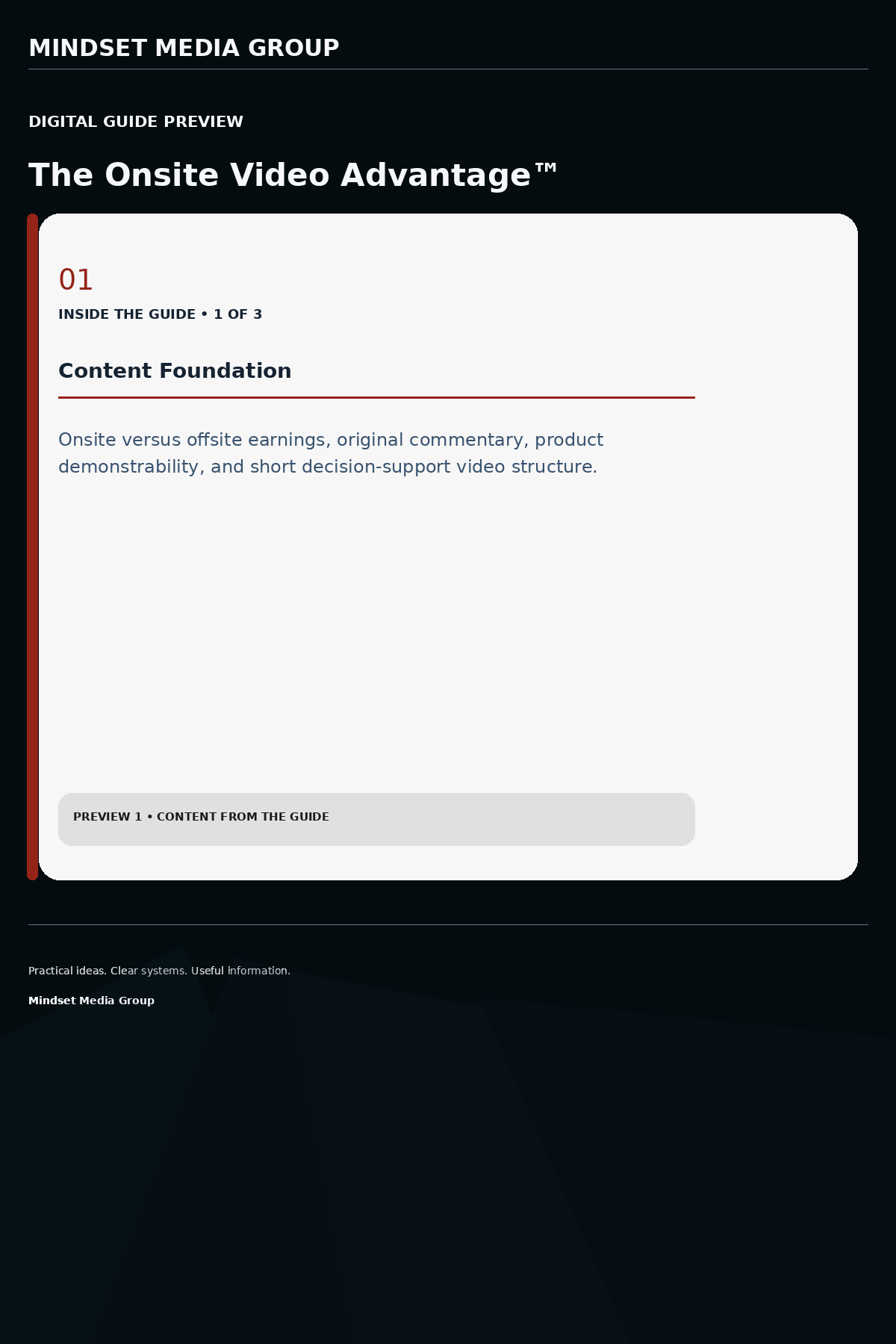 The Onsite Video Advantage™ — Preview 01 of 3 — content from the guide