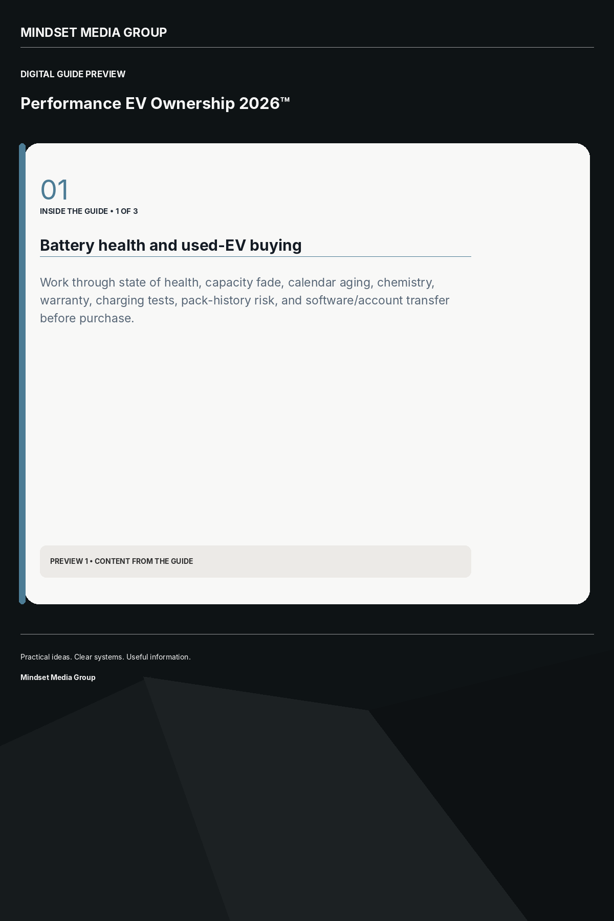 Performance EV Ownership 2026™ — Preview 01 of 3 — content from the guide
