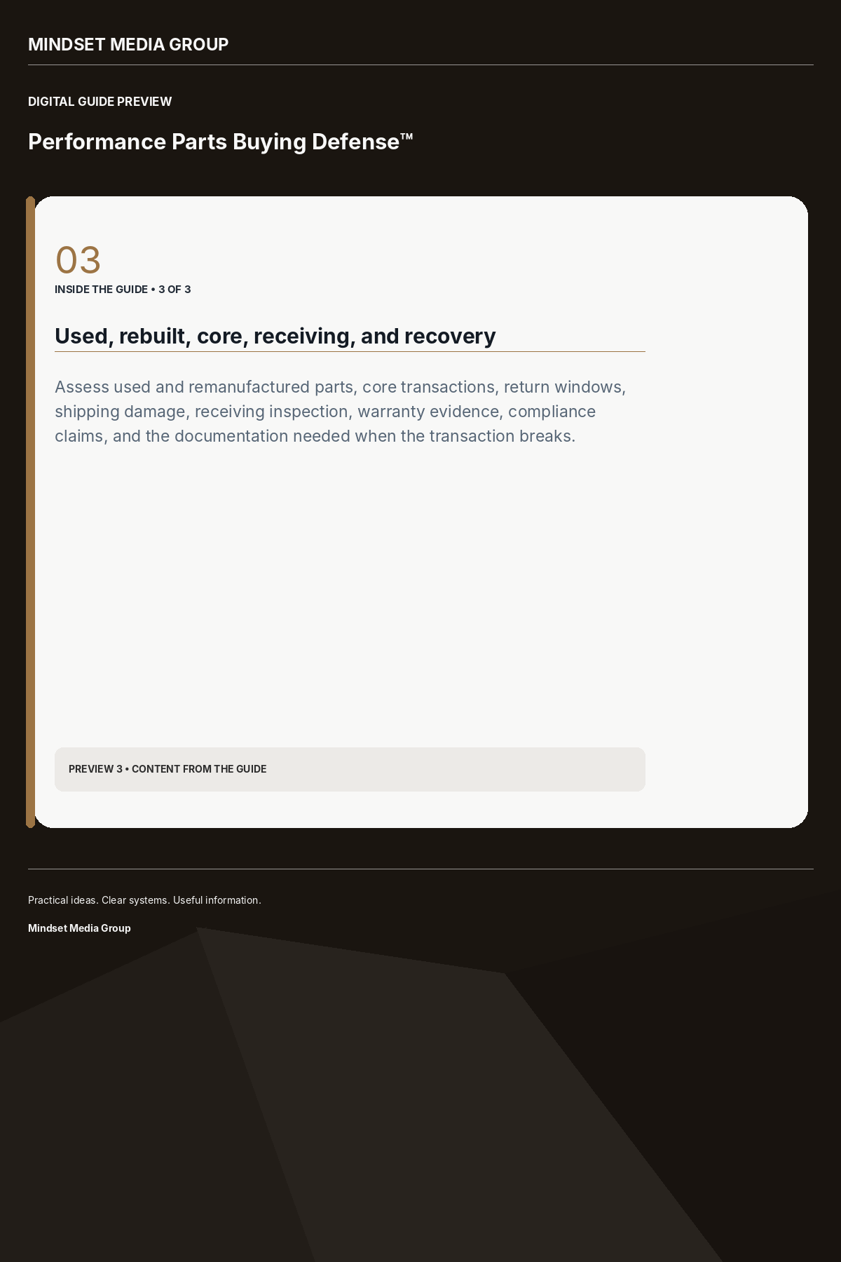 Performance Parts Buying Defense™ — Preview 03 of 3 — content from the guide